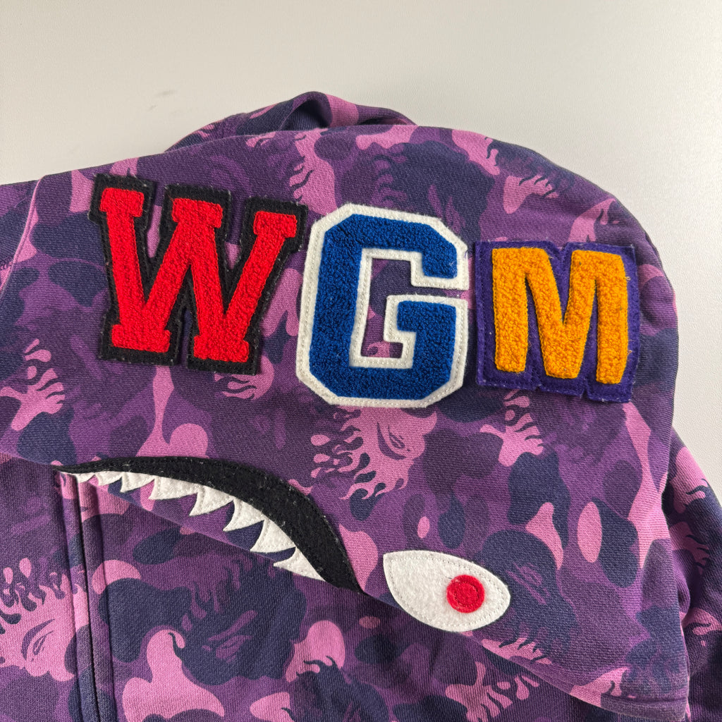 BAPE Flame Purple Camo Shark Full Zip Hoodie (M)