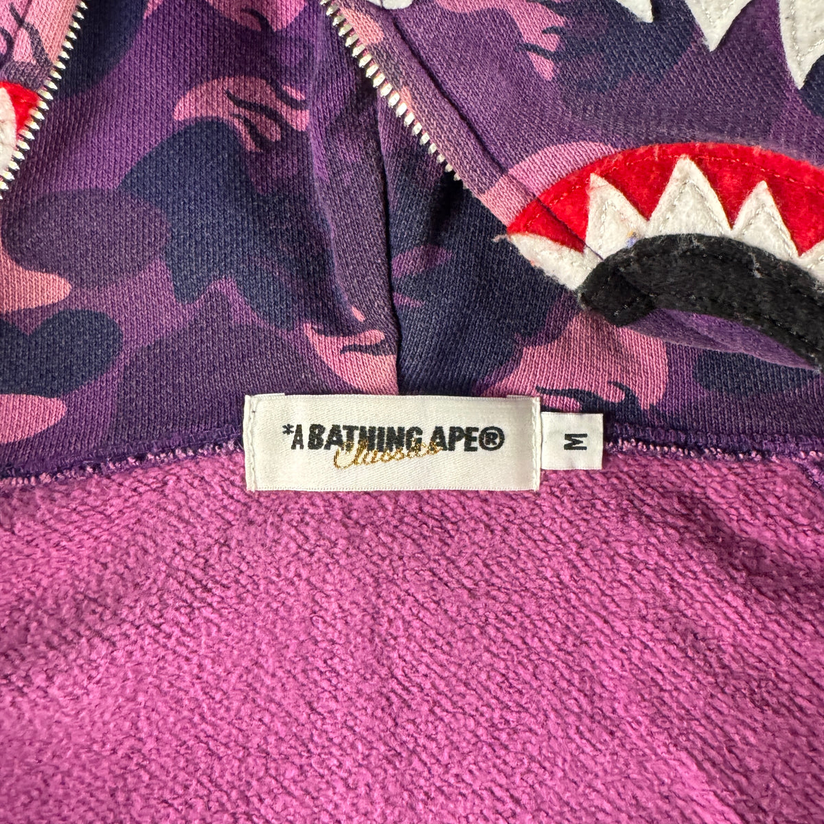 BAPE Flame Purple Camo Shark Full Zip Hoodie (M)