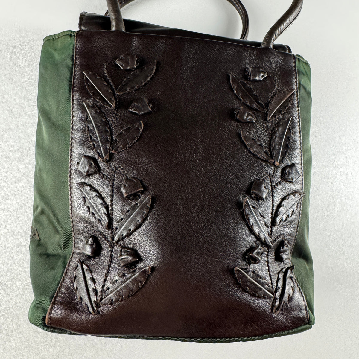 Prada Nylon and Leather Flower Handbag