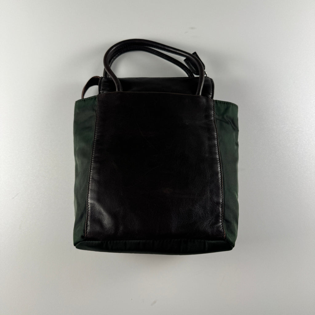 Prada Nylon and Leather Flower Handbag