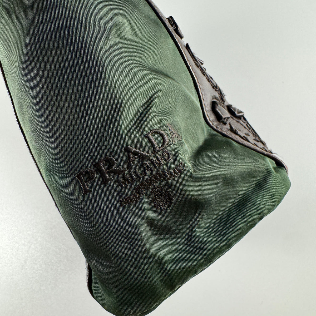 Prada Nylon and Leather Flower Handbag