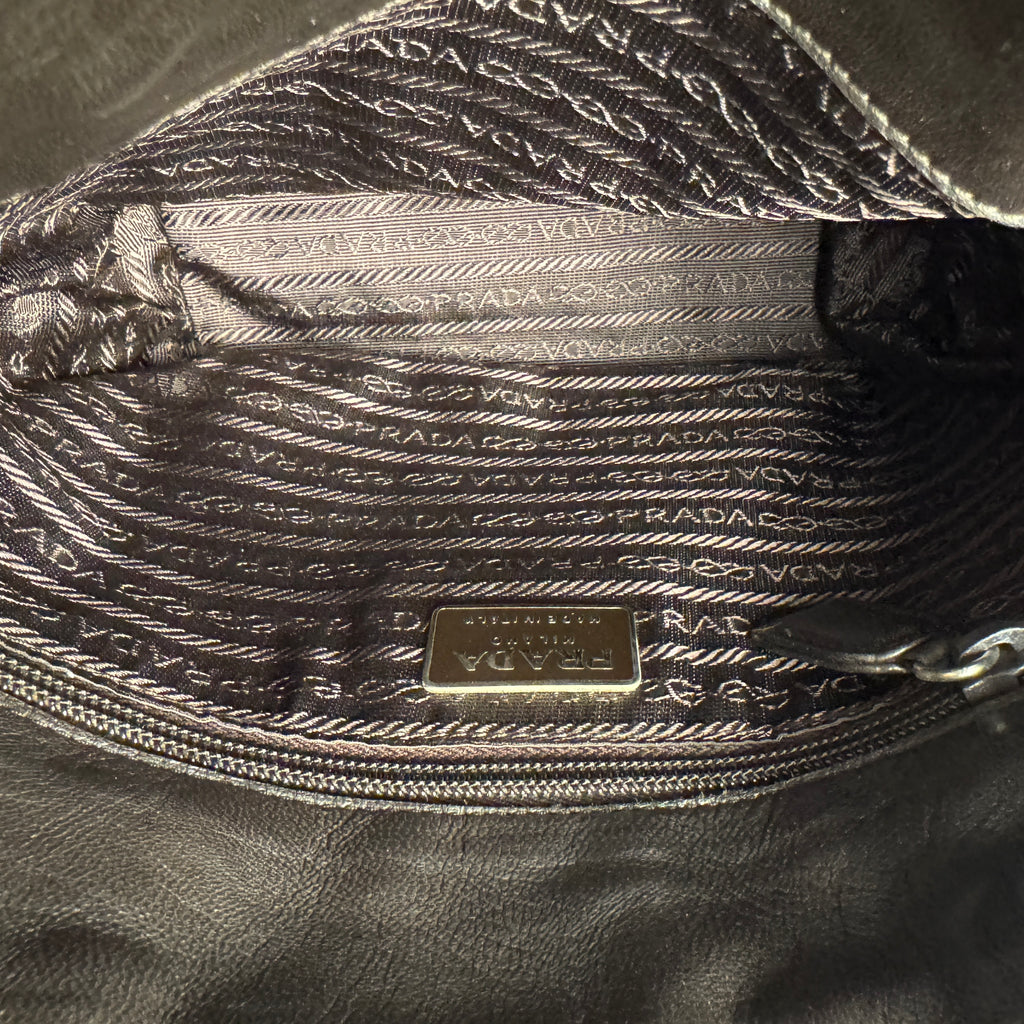 Prada Nylon and Leather Flower Handbag