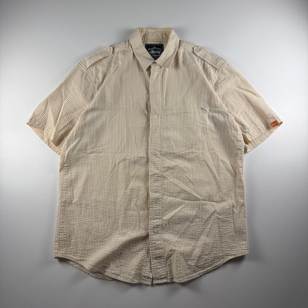 Stussy Beige Textured Beige Short Sleeve Shirt (M)