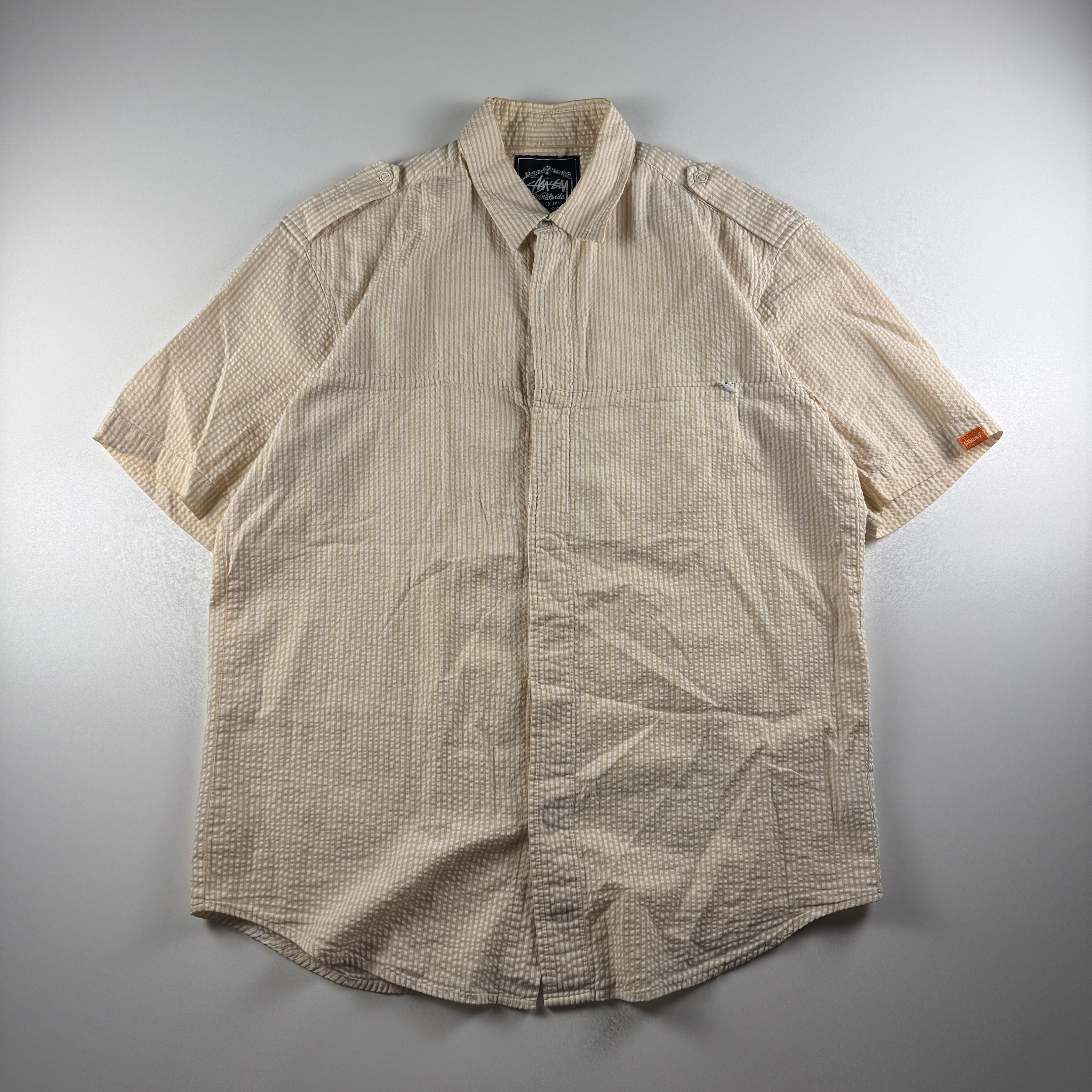 Stussy Beige Textured Beige Short Sleeve Shirt (M)