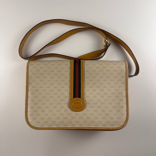 Gucci Sherry Line Beige Micro GG Web Design Shoulder Bag