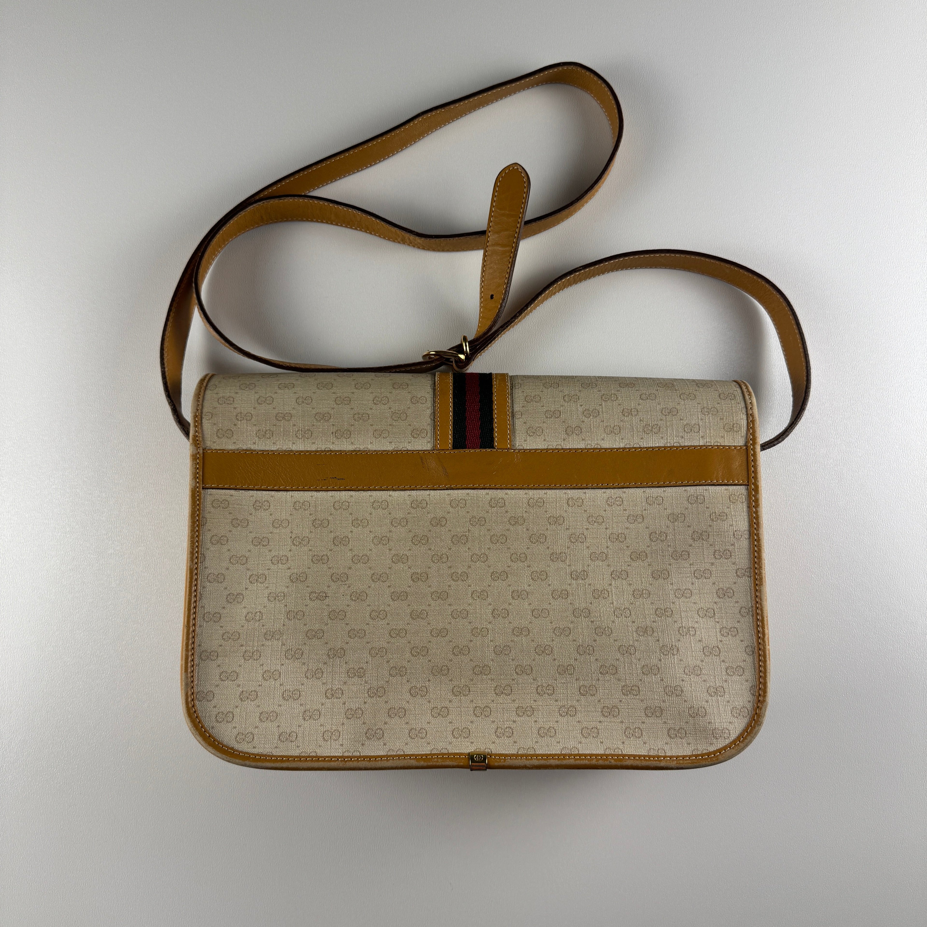 Gucci Sherry Line Beige Micro GG Web Design Shoulder Bag