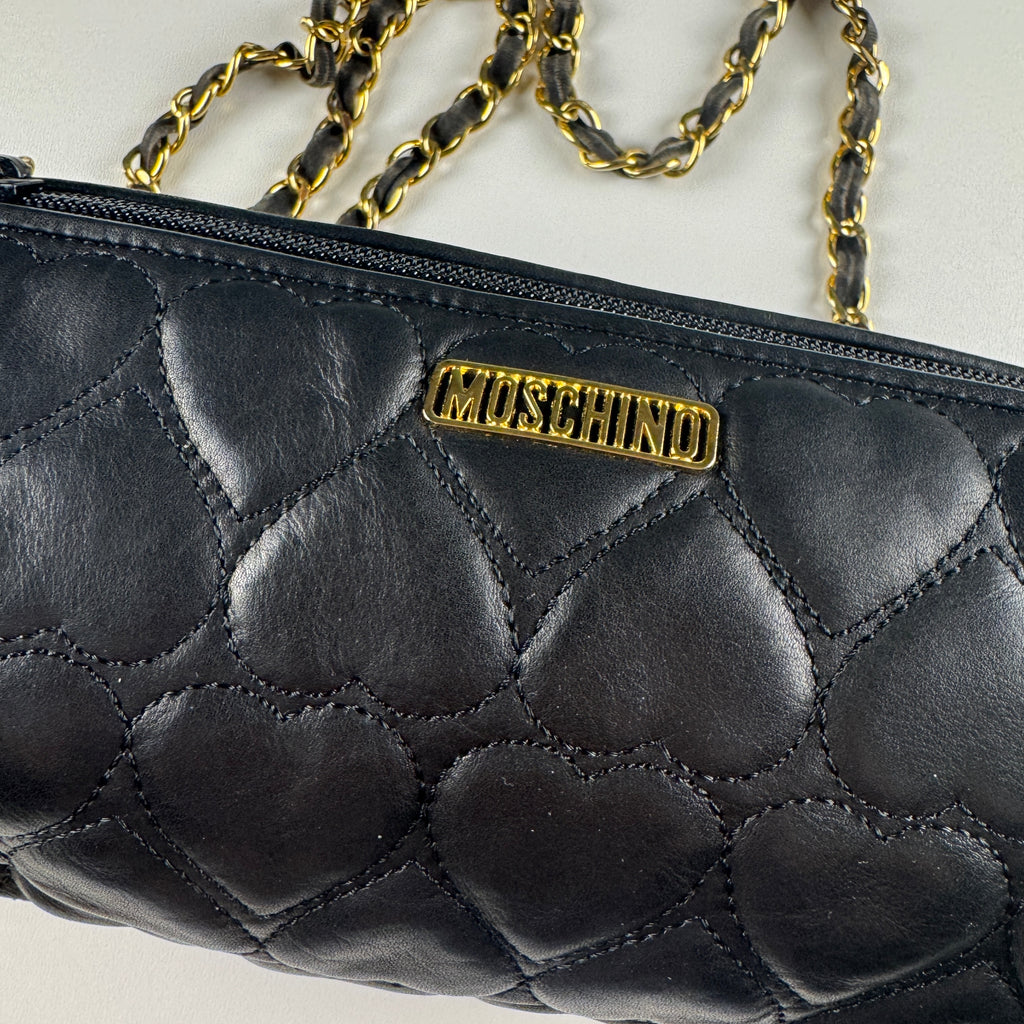 Moschino Heart Quilted Vintag Chain Bag