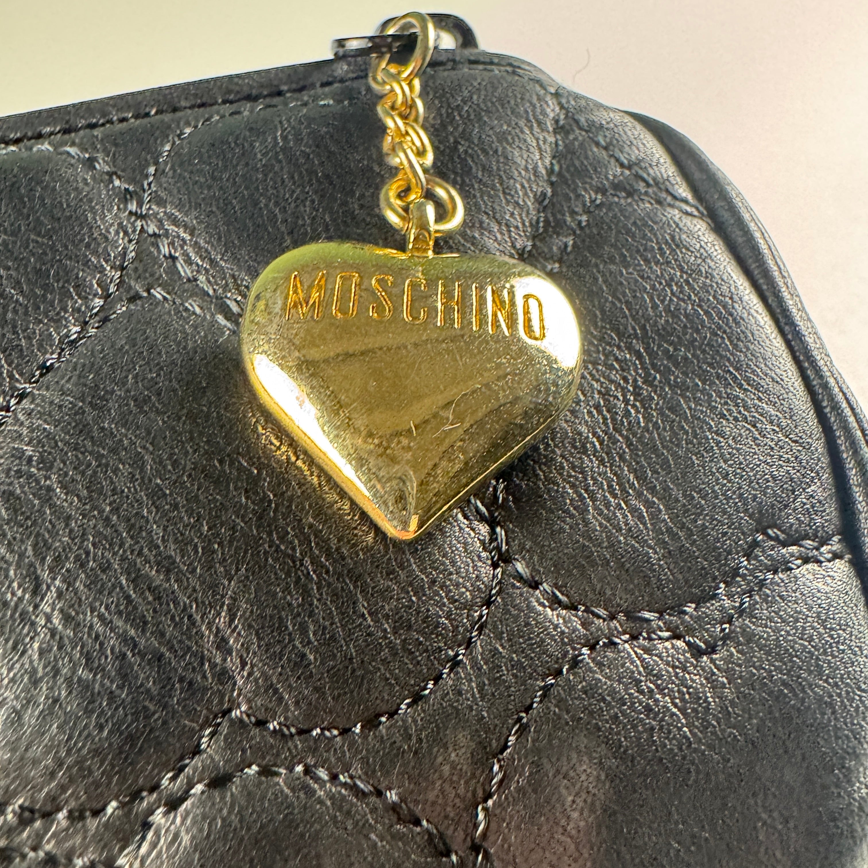 Moschino Heart Quilted Vintag Chain Bag
