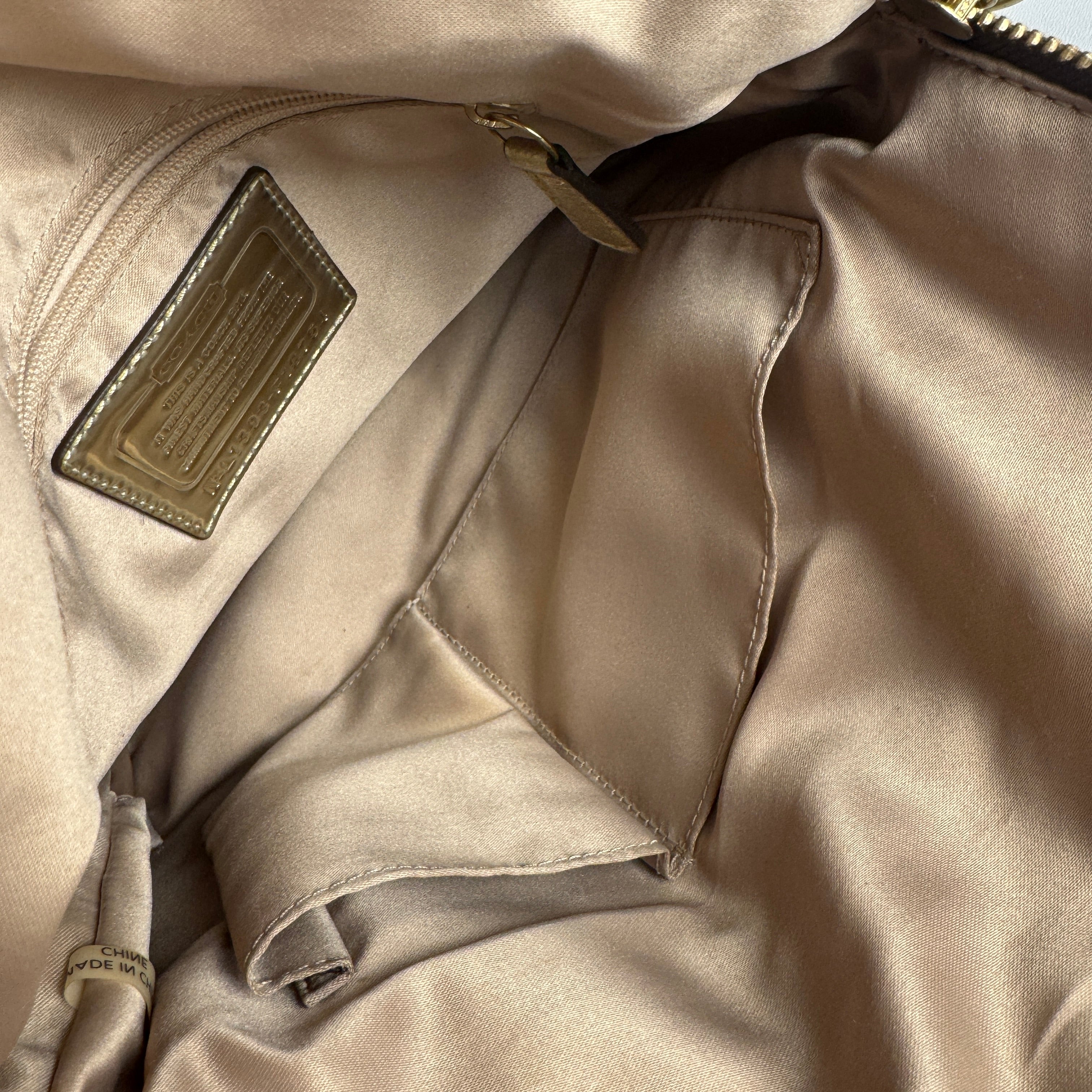 Coach Beige Gold Signature Canvas Poppy Bag