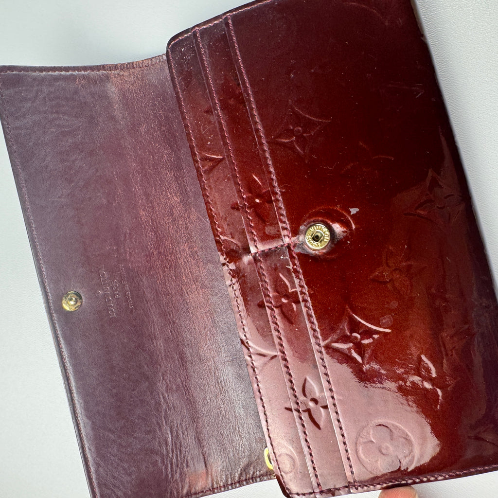 Louis Vuitton Monogram Vernis Long Wallet Burgundy