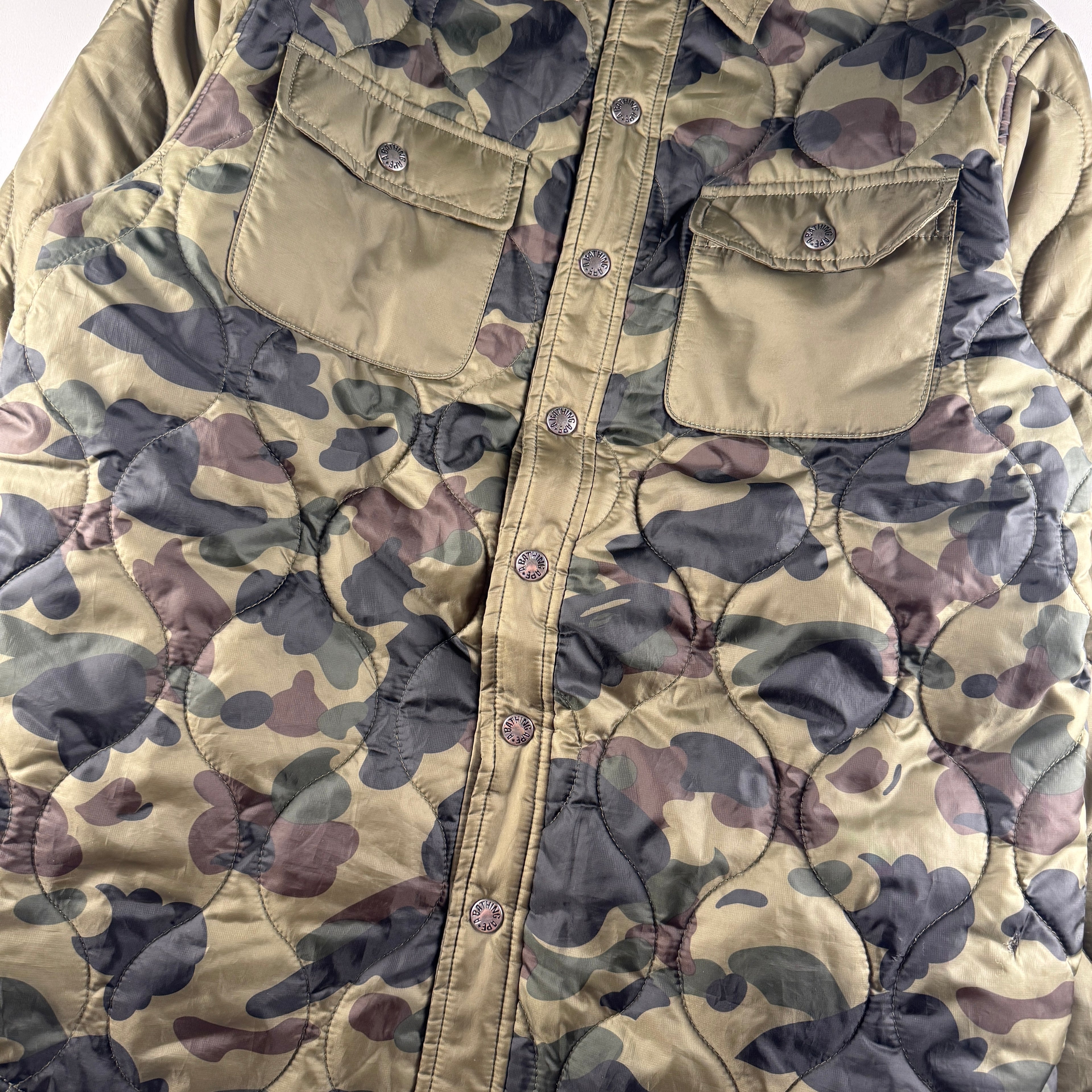 BAPE Green Camo Quilted Jacket (M)