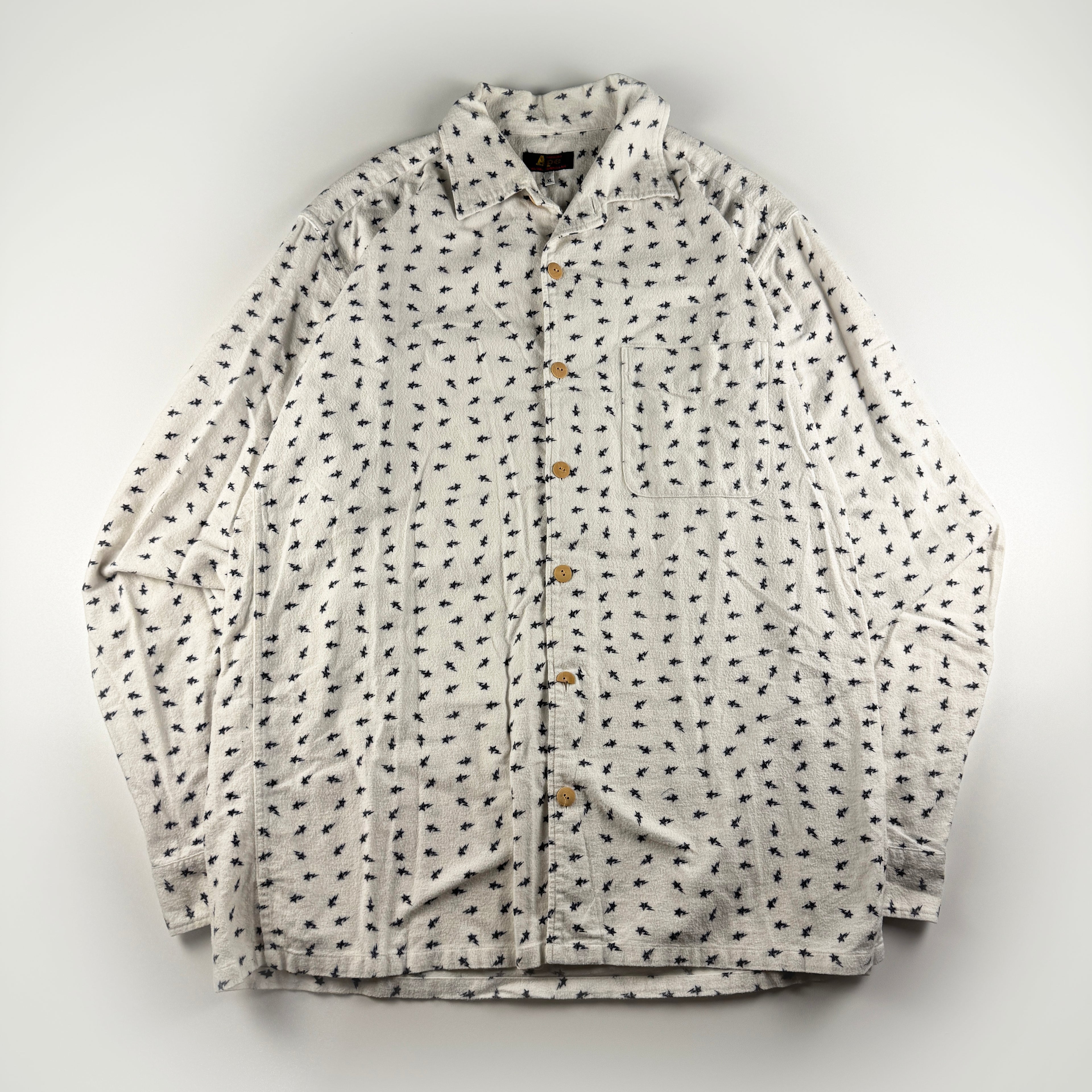 BAPE Star Vintage White Long Sleeve Shirt (XL)