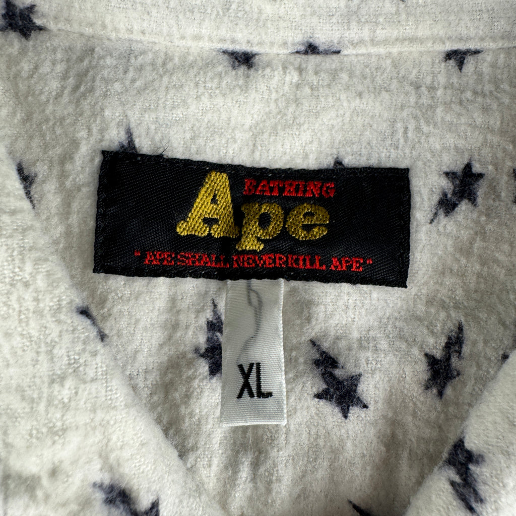 BAPE Star Vintage White Long Sleeve Shirt (XL)
