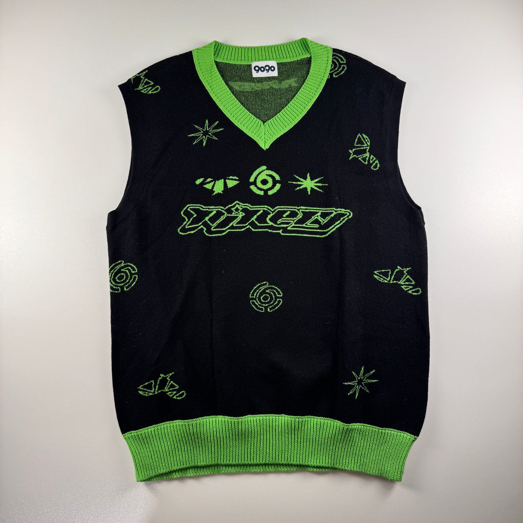 9090 Techno Knit Black and Green Cardigan (M)