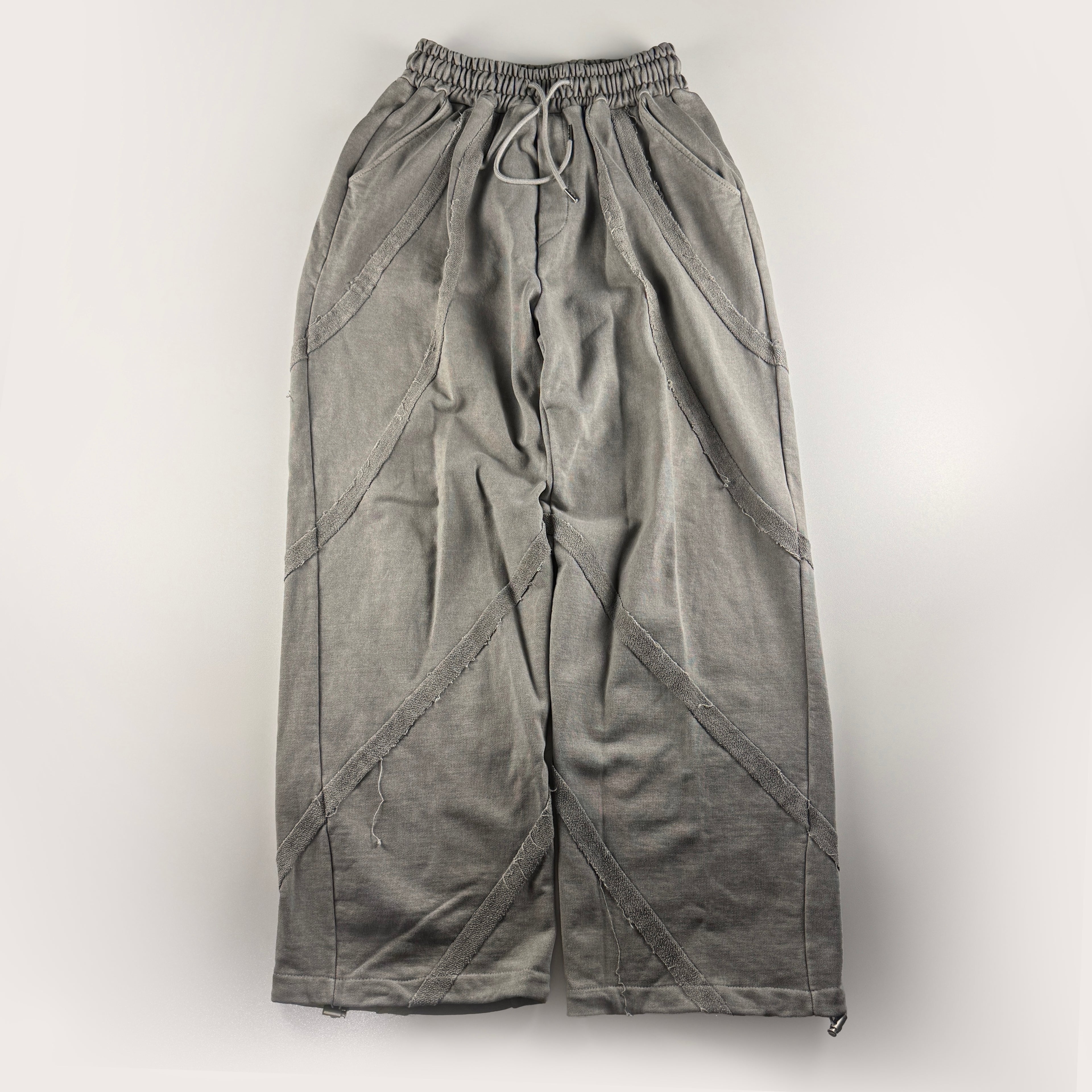 COLN Distressed Wide Grey Sweatpants (Free Size)