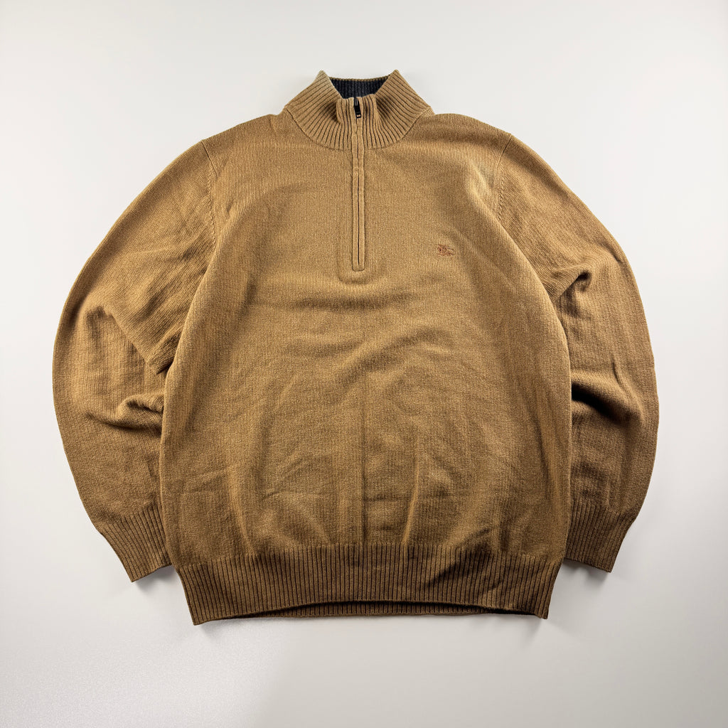 Burberry London Cashmere Brown Half Zip Sweater (M)