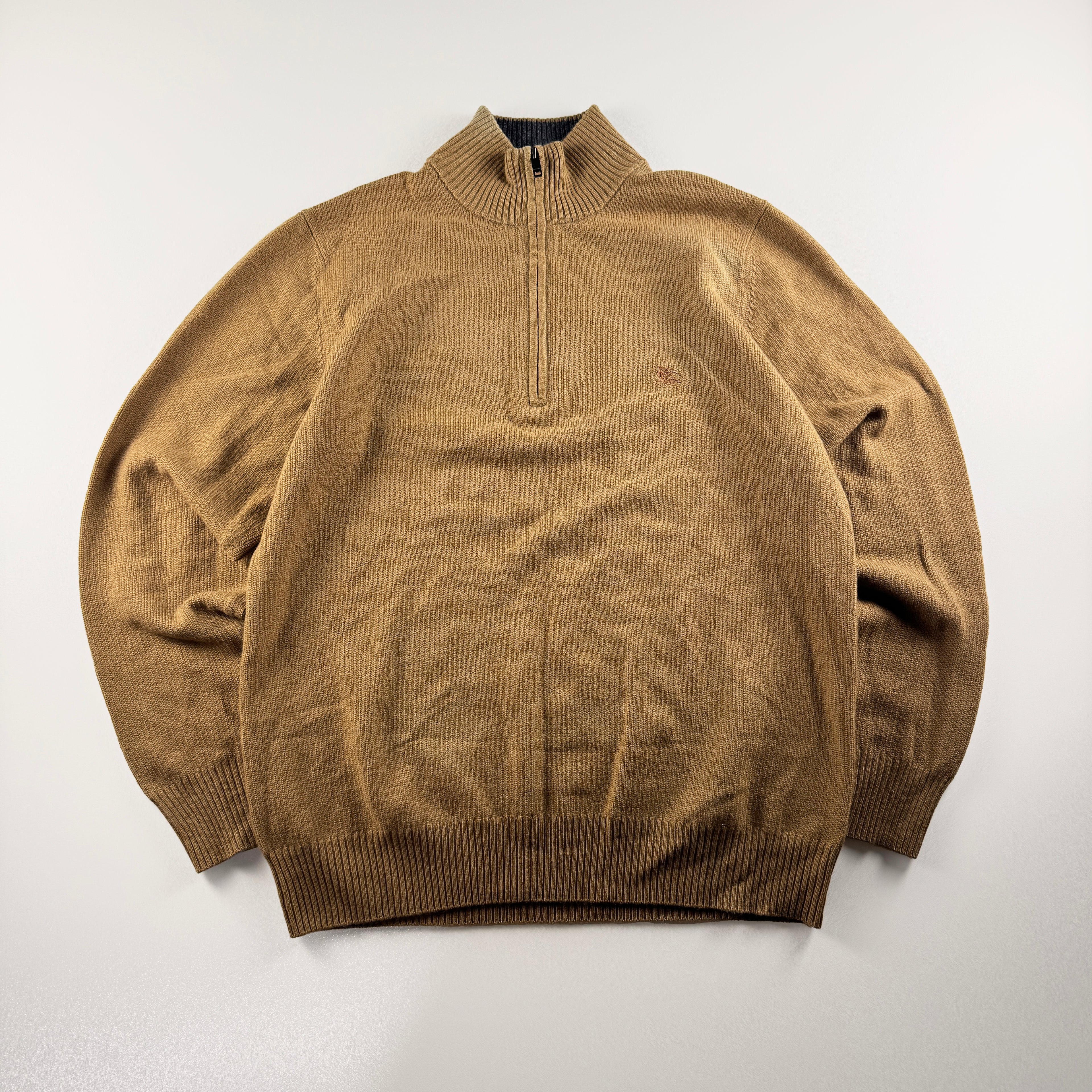 Burberry London Cashmere Brown Half Zip Sweater (M)