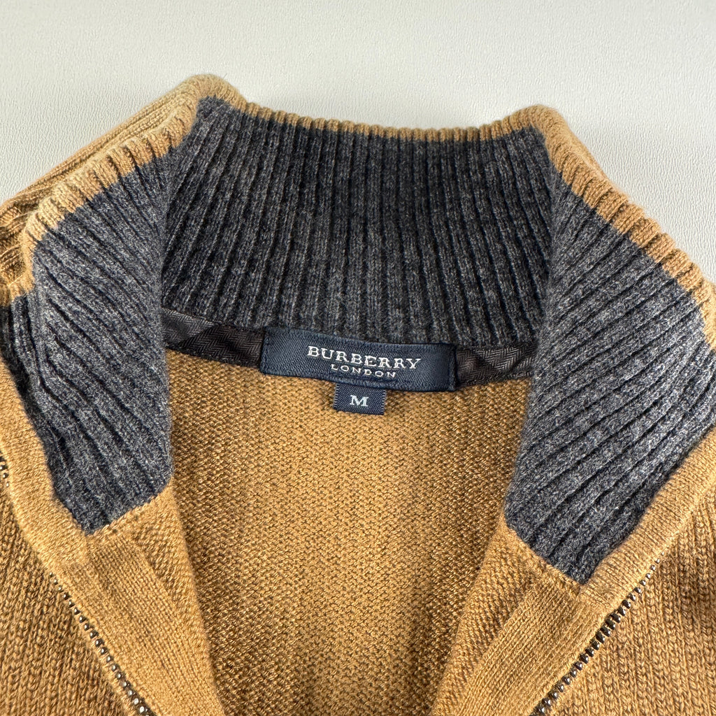 Burberry London Cashmere Brown Half Zip Sweater (M)