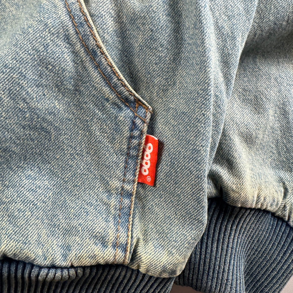 9090 Denim Heisei Logo Blue Zip Hoodie Jacket (M)