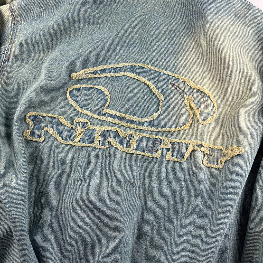 9090 Denim Heisei Logo Blue Zip Hoodie Jacket (M)