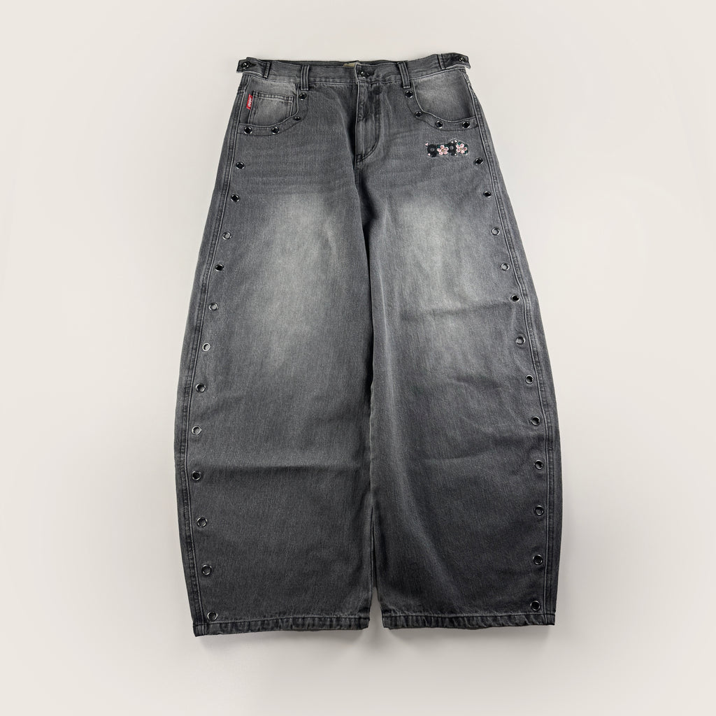 9090 x Death "56 Sentence" Metal Eyelet Baggy Pants (L)