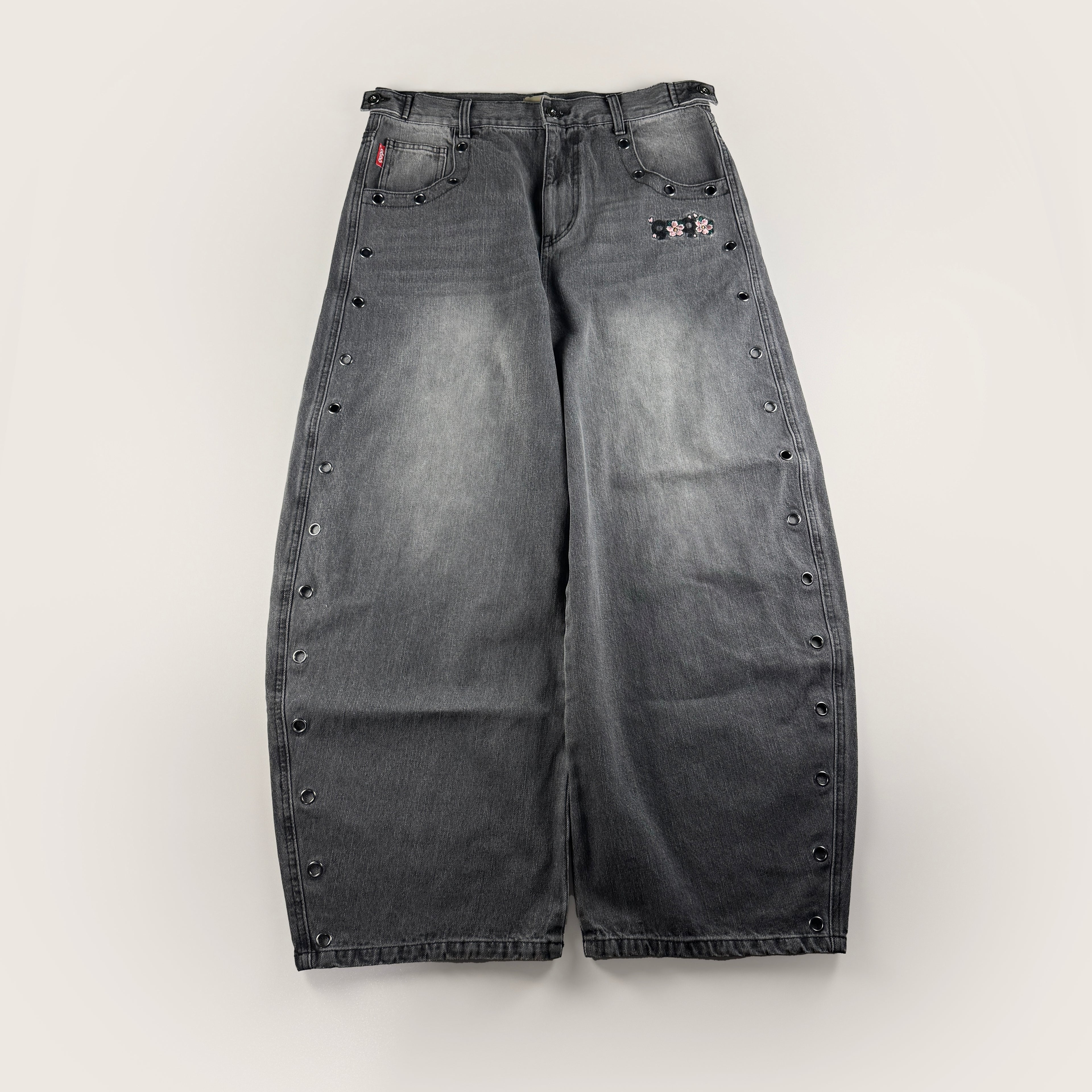 9090 x Death "56 Sentence" Metal Eyelet Baggy Pants (L)