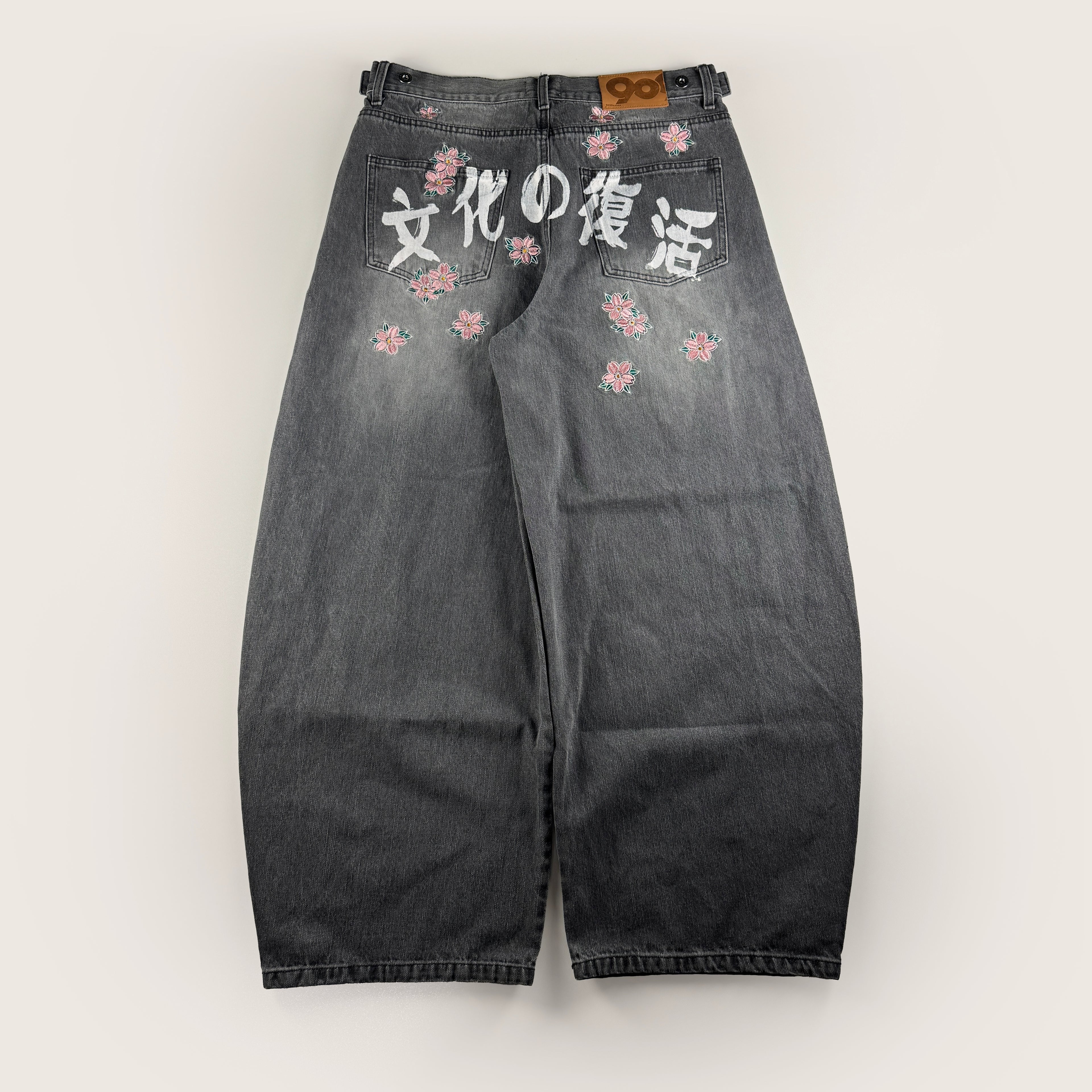 9090 x Death "56 Sentence" Metal Eyelet Baggy Pants (L)