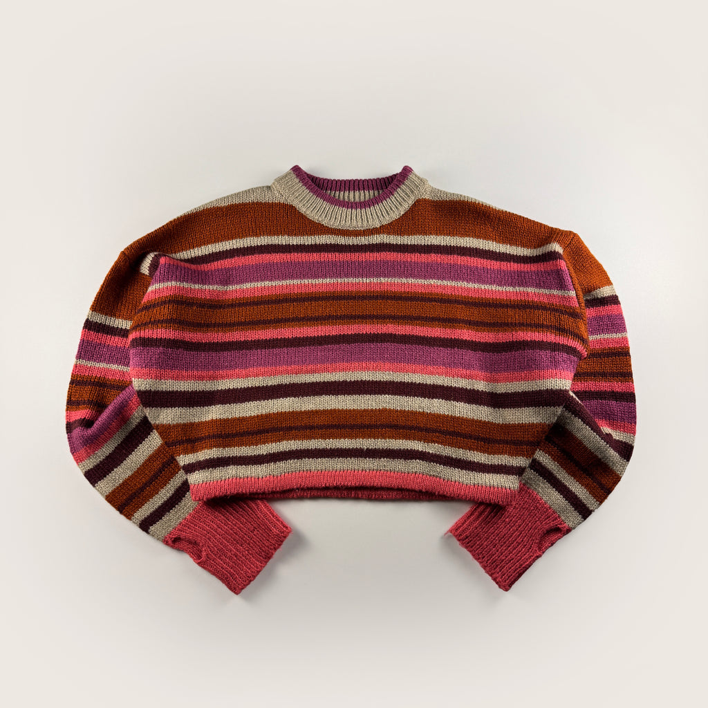 Hotter Than Hell Striped Cropped Knit Sweater (One Size)