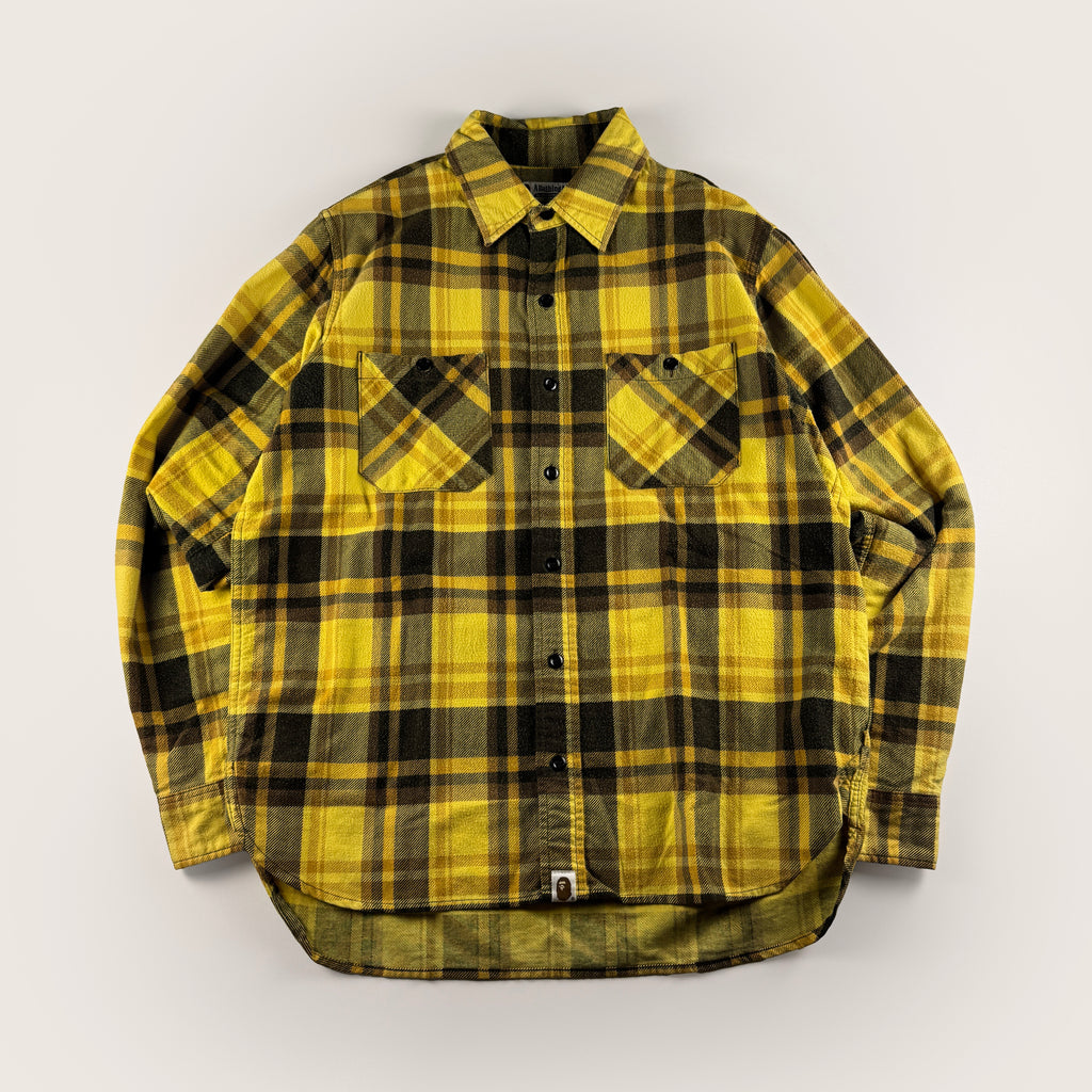 BAPE Yellow Plaid Flannel Shirt (M)