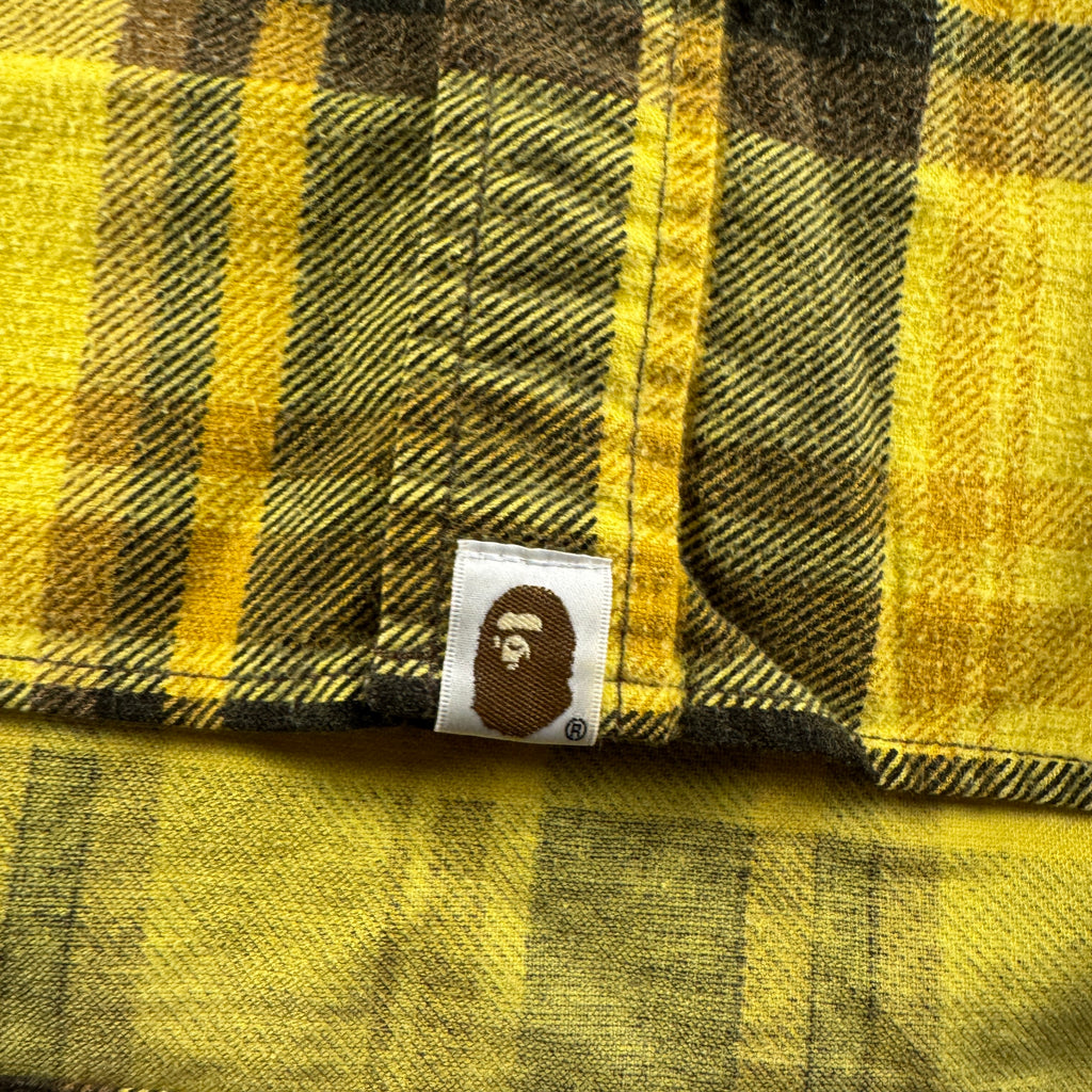 BAPE Yellow Plaid Flannel Shirt (M)