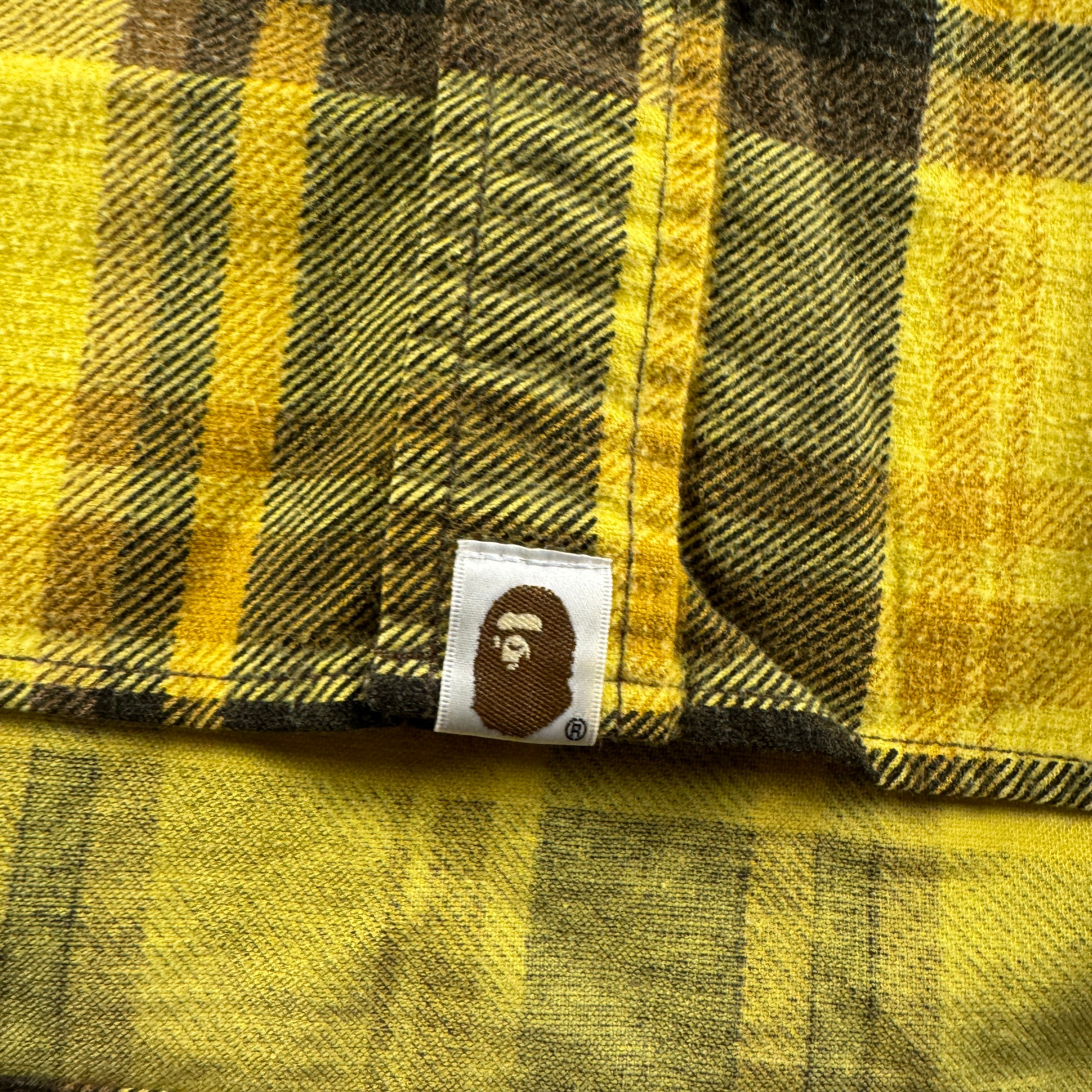 BAPE Yellow Plaid Flannel Shirt (M)