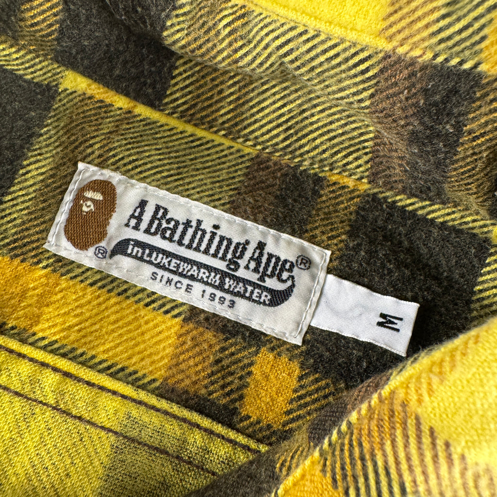 BAPE Yellow Plaid Flannel Shirt (M)