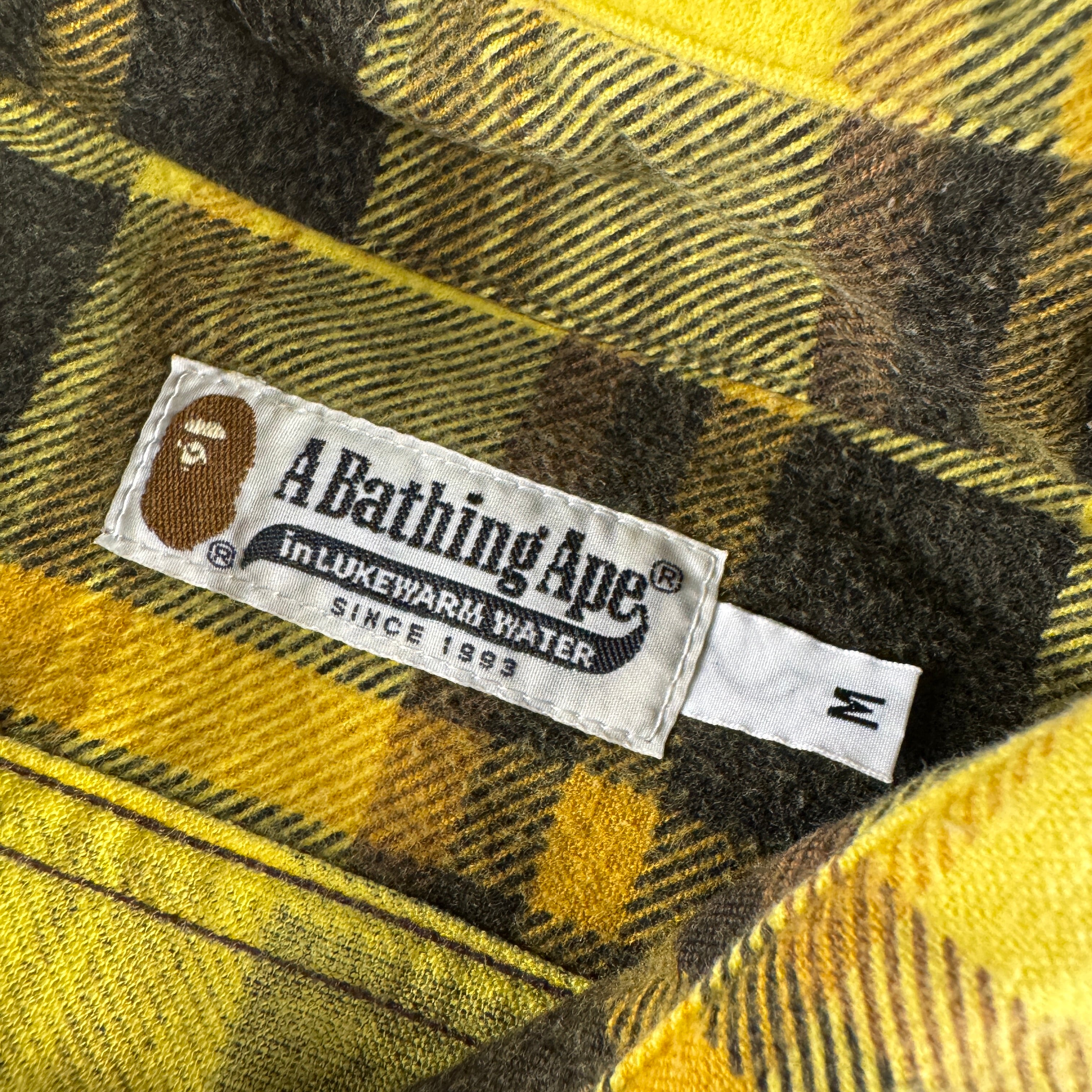 BAPE Yellow Plaid Flannel Shirt (M)