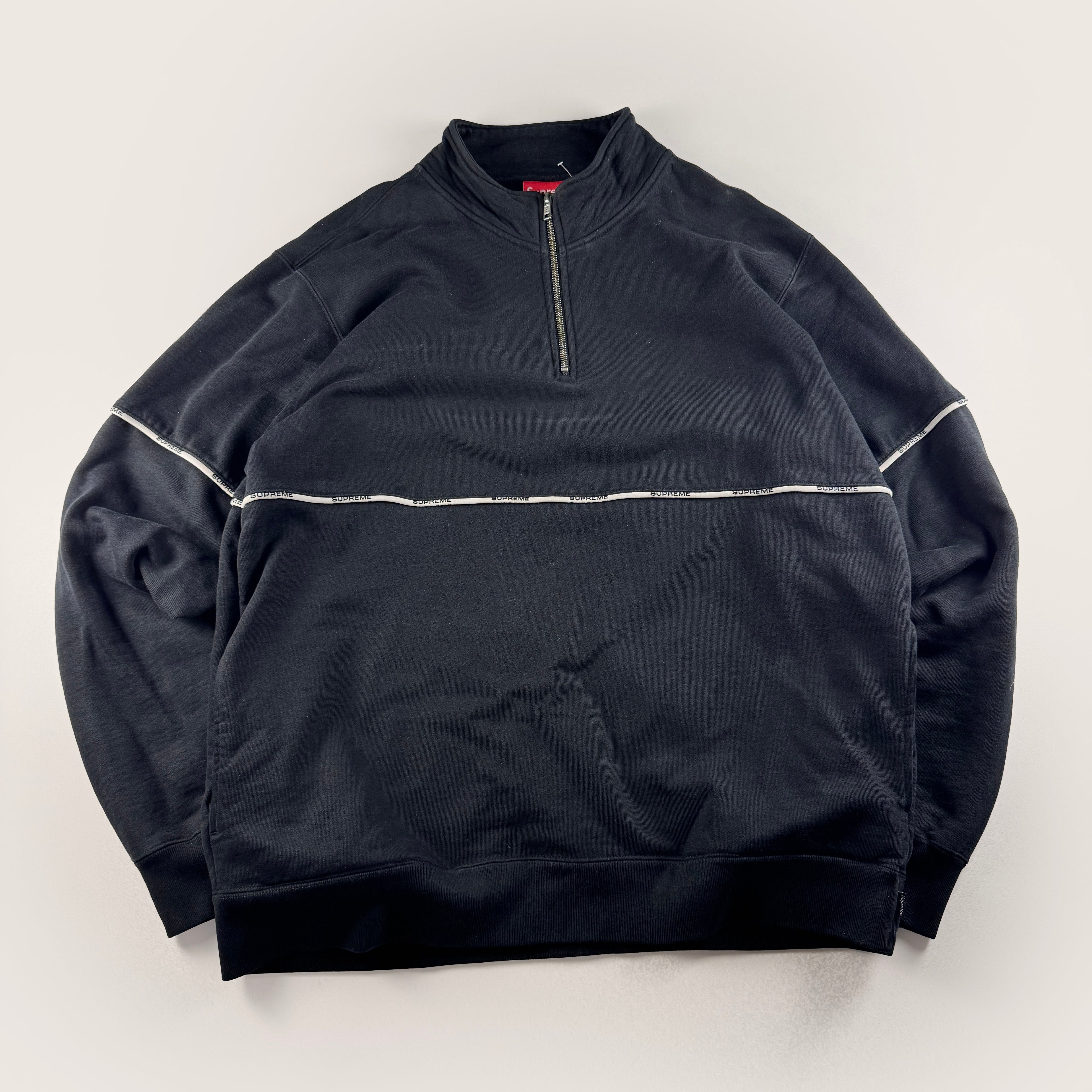 Supreme Piping 1/4 Zip Black Sweater (L)