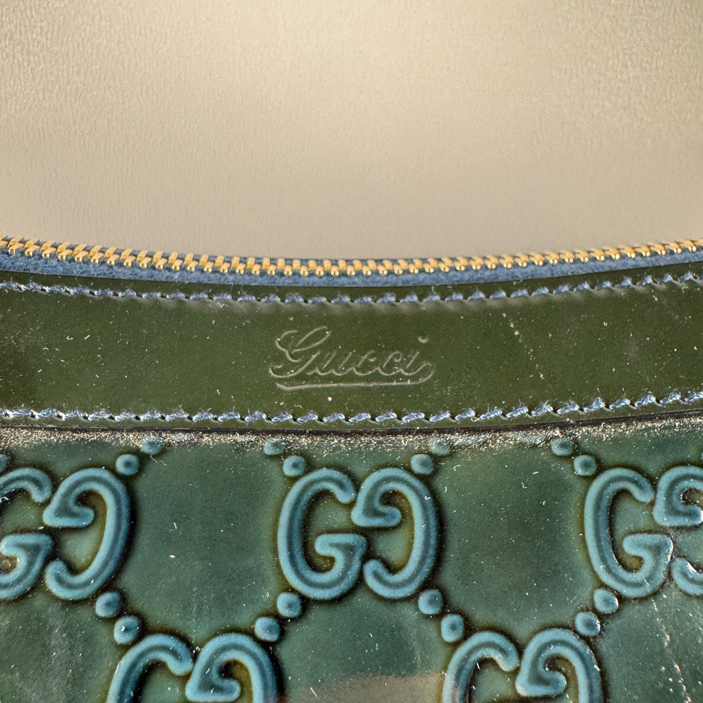 Gucci Pattent Turquoise Leather Bag