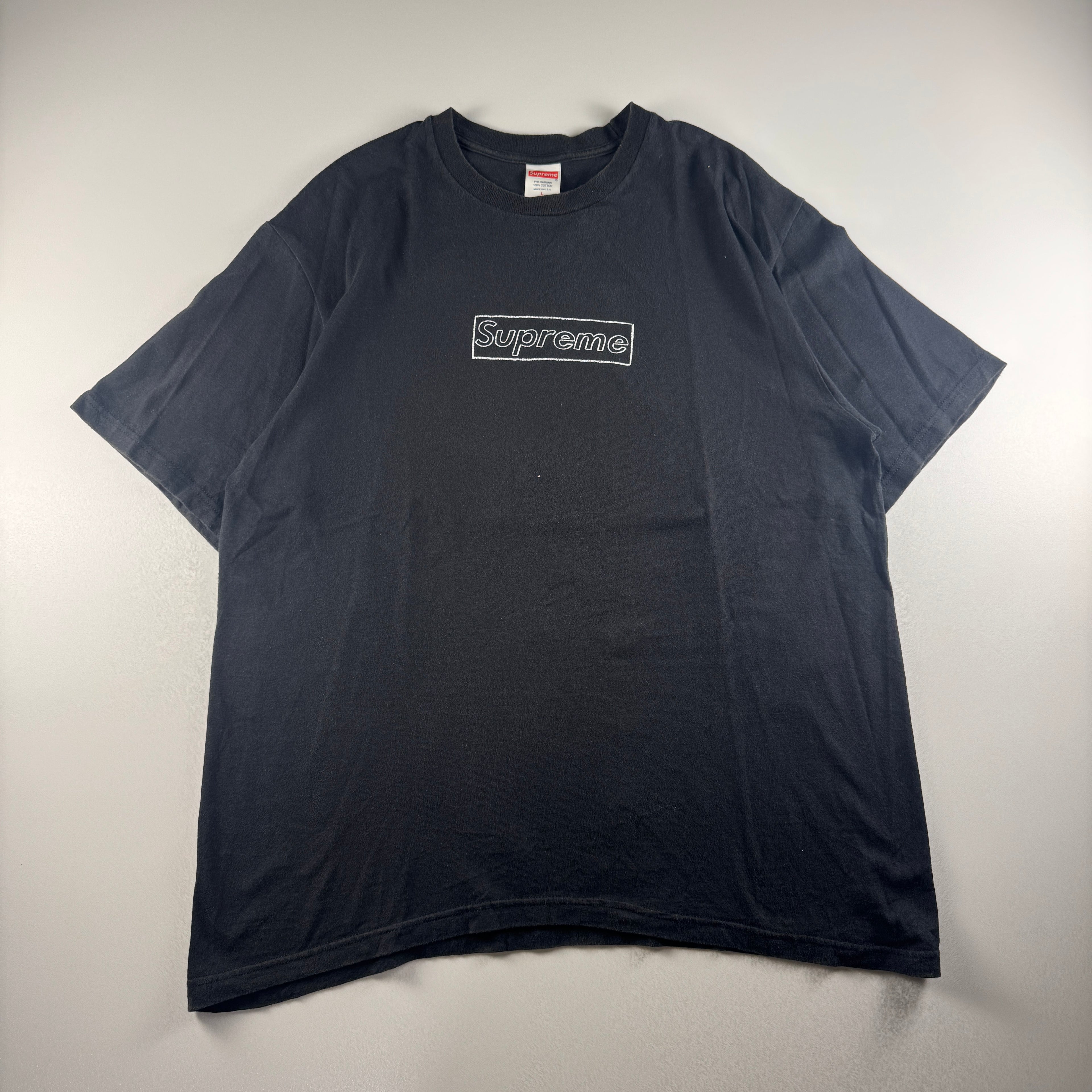Supreme x Kaws Chalk Box Logo Black Tee (L)