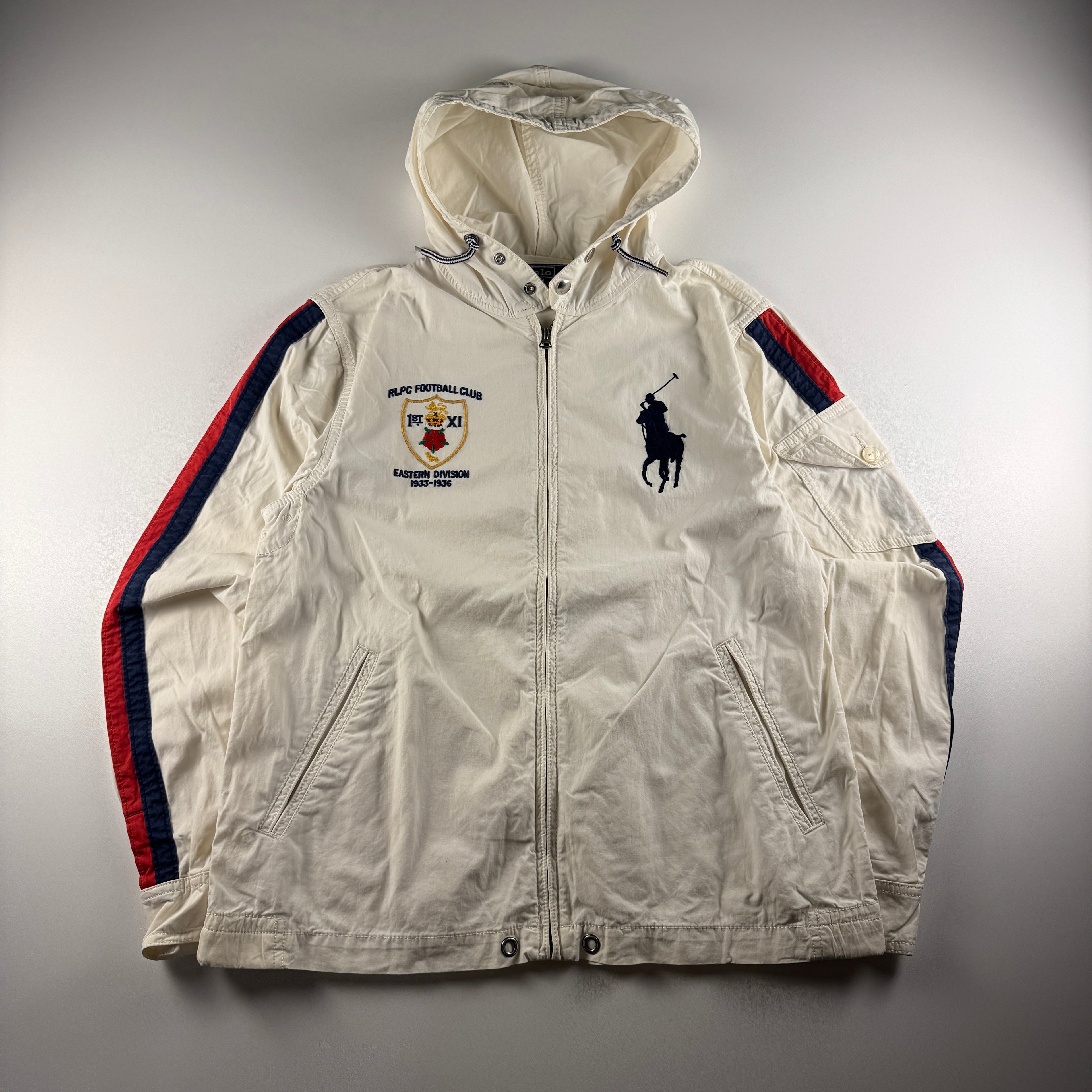 Ralph Lauren RLPC Football Club White Two-Way Zip Up Jacket (M)