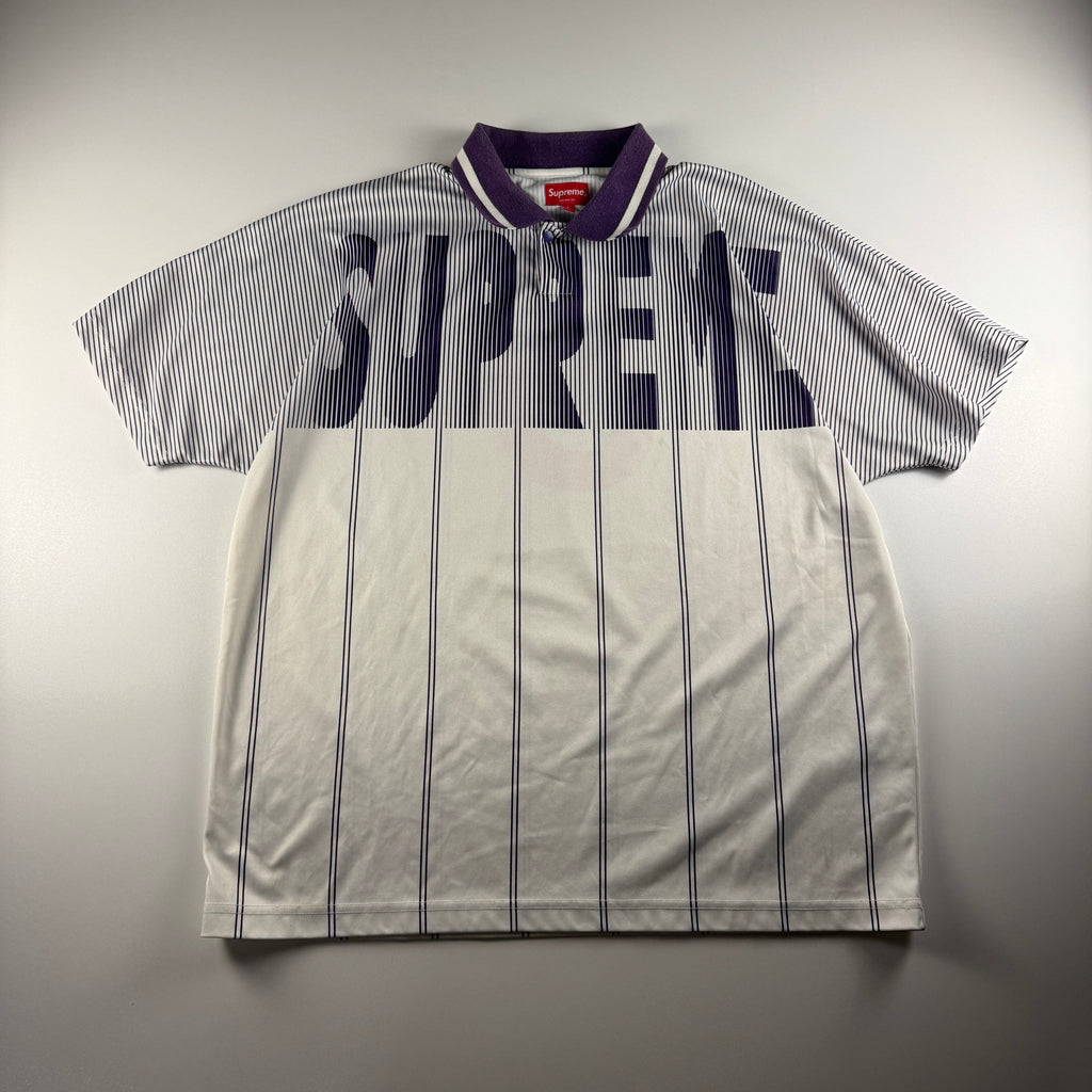 Supreme Striped Soccer Jersey White and Purple (L)