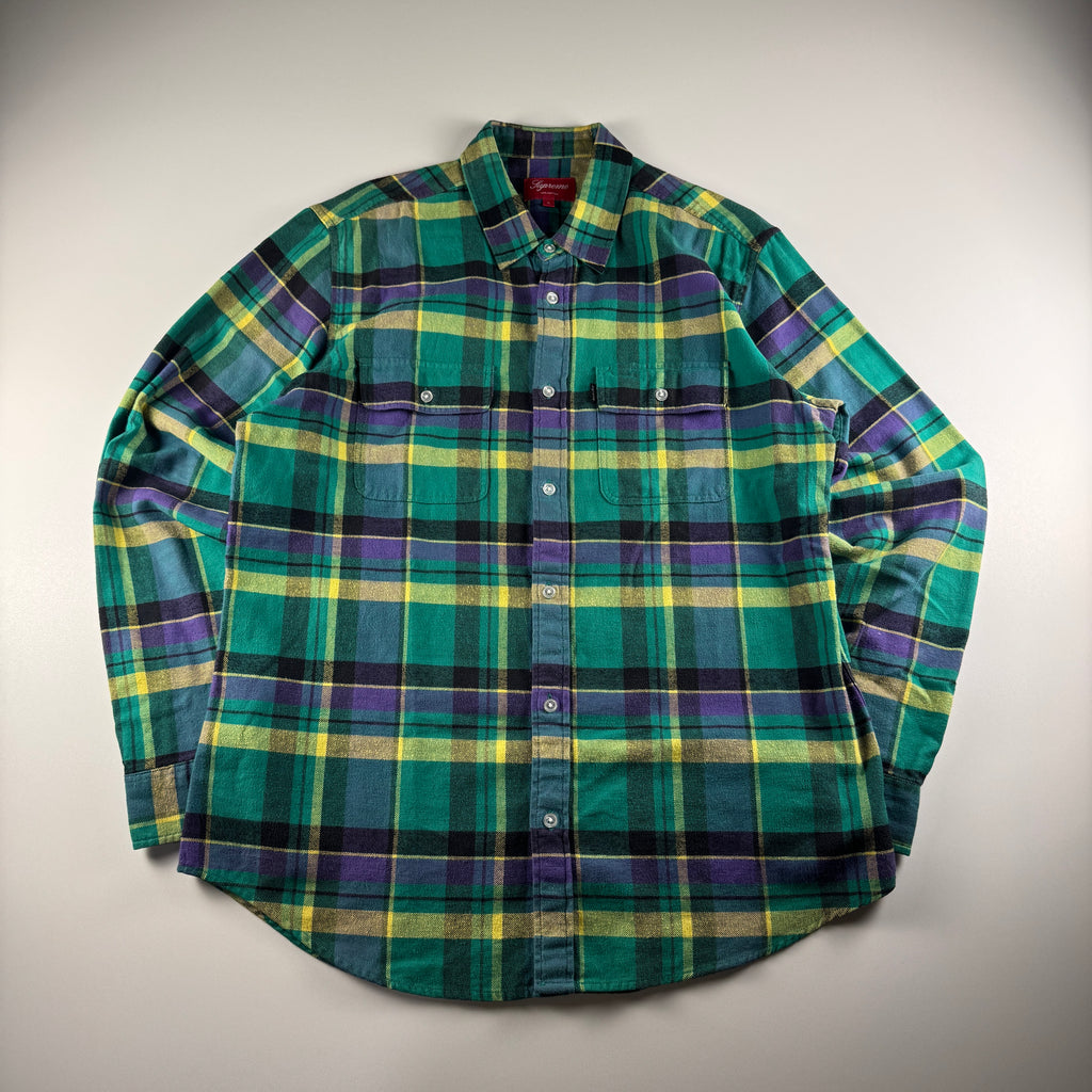 Supreme Flannel Shirt Double Pocket Button Up (L)