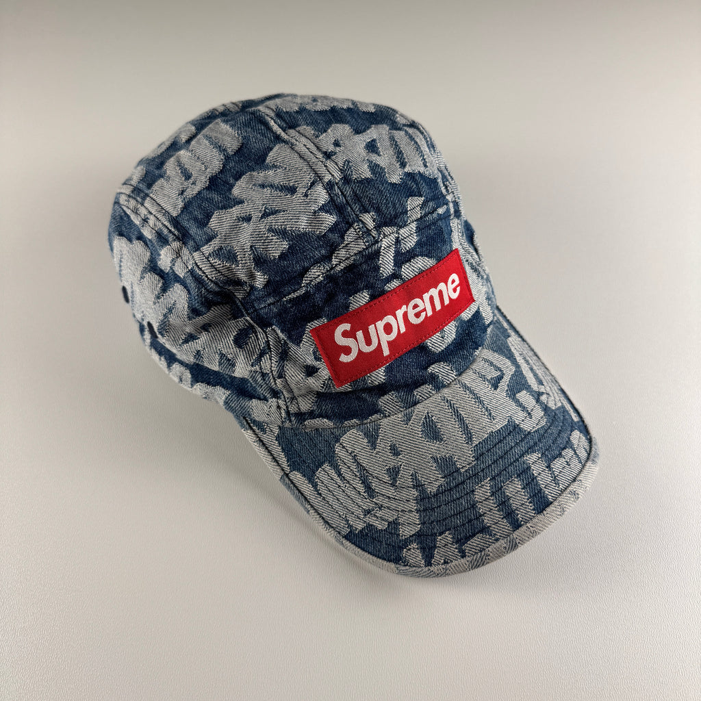 Supreme Fat Tip Jacquard Denim Blue Cap