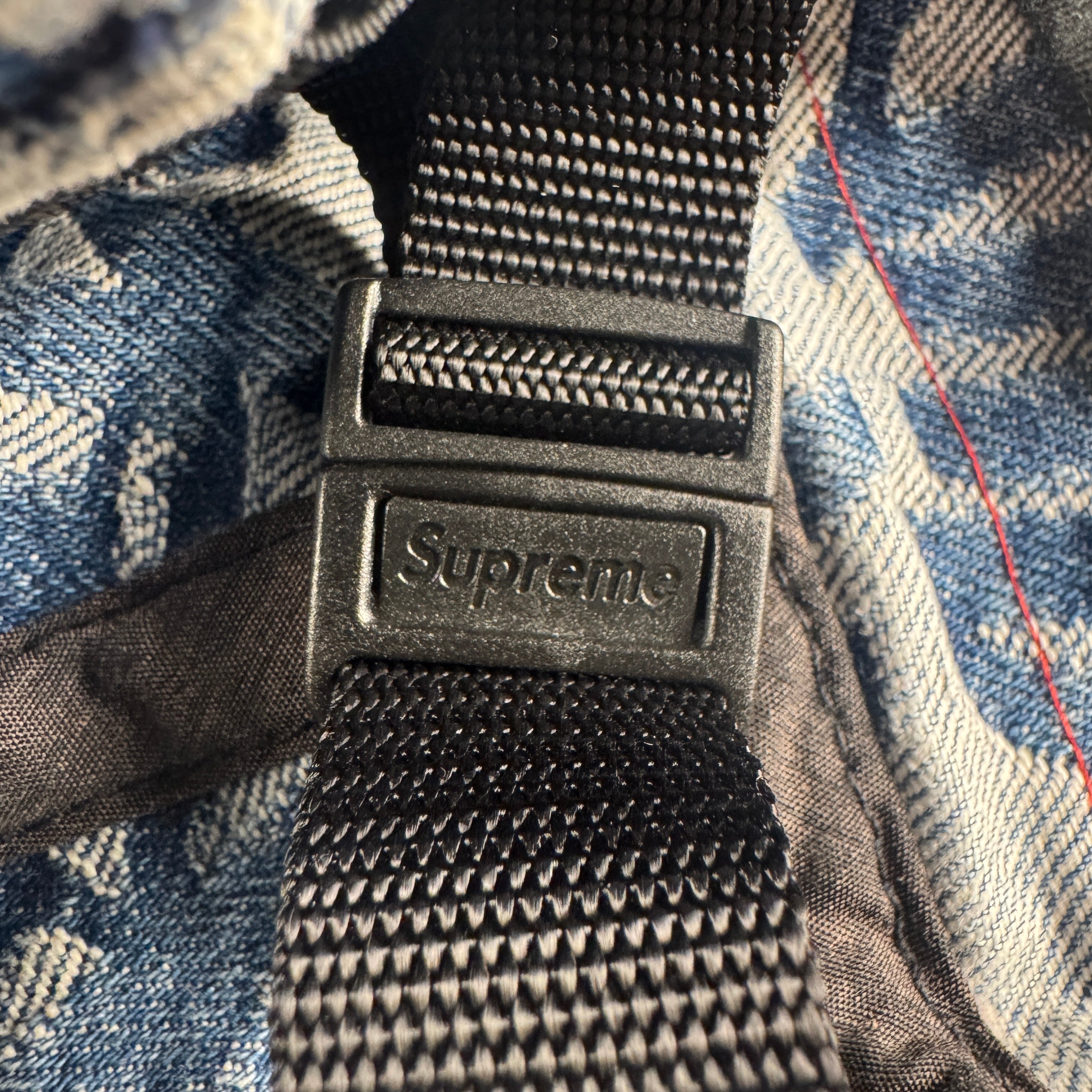 Supreme Fat Tip Jacquard Denim Blue Cap