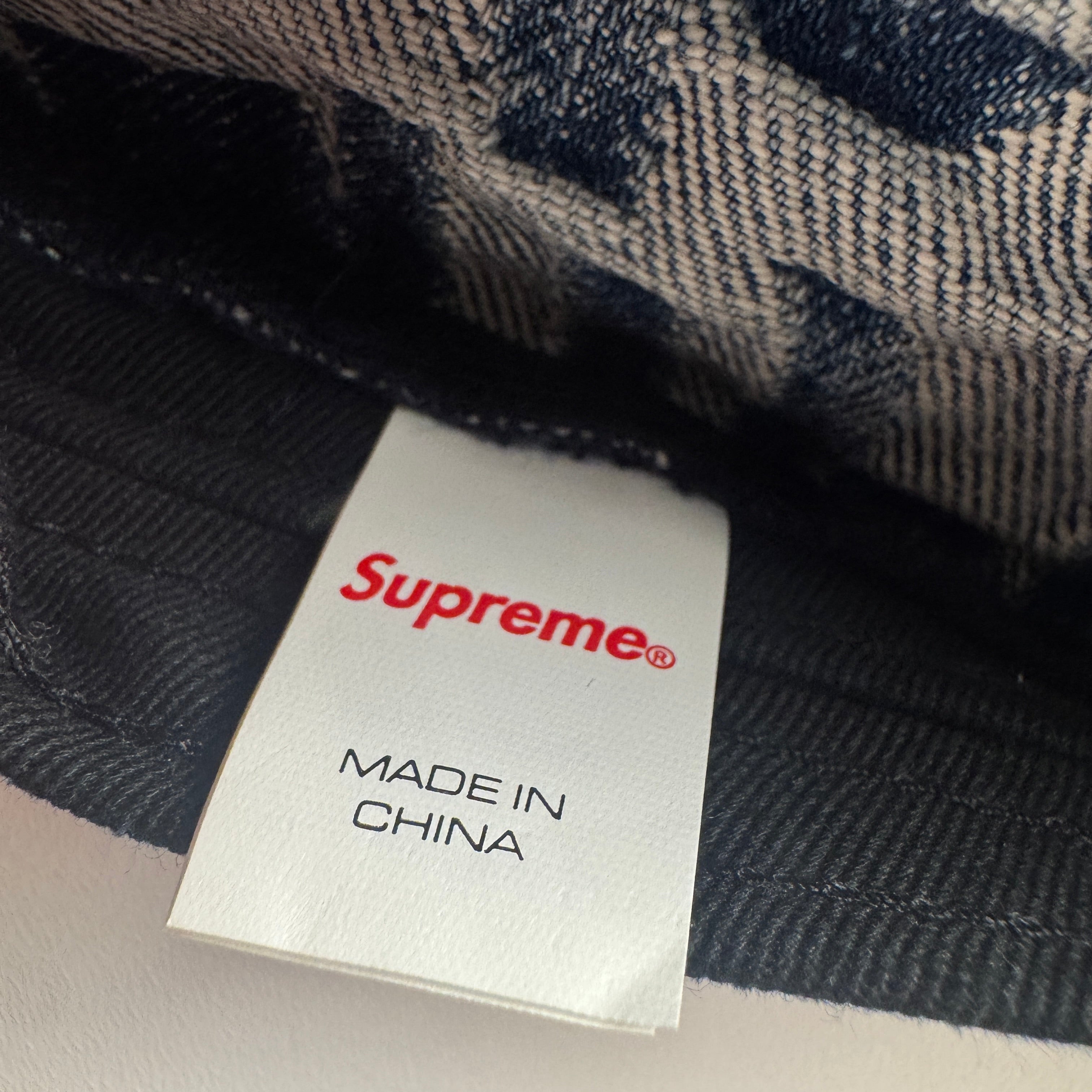 Supreme Fat Tip Jacquard Denim Blue Cap