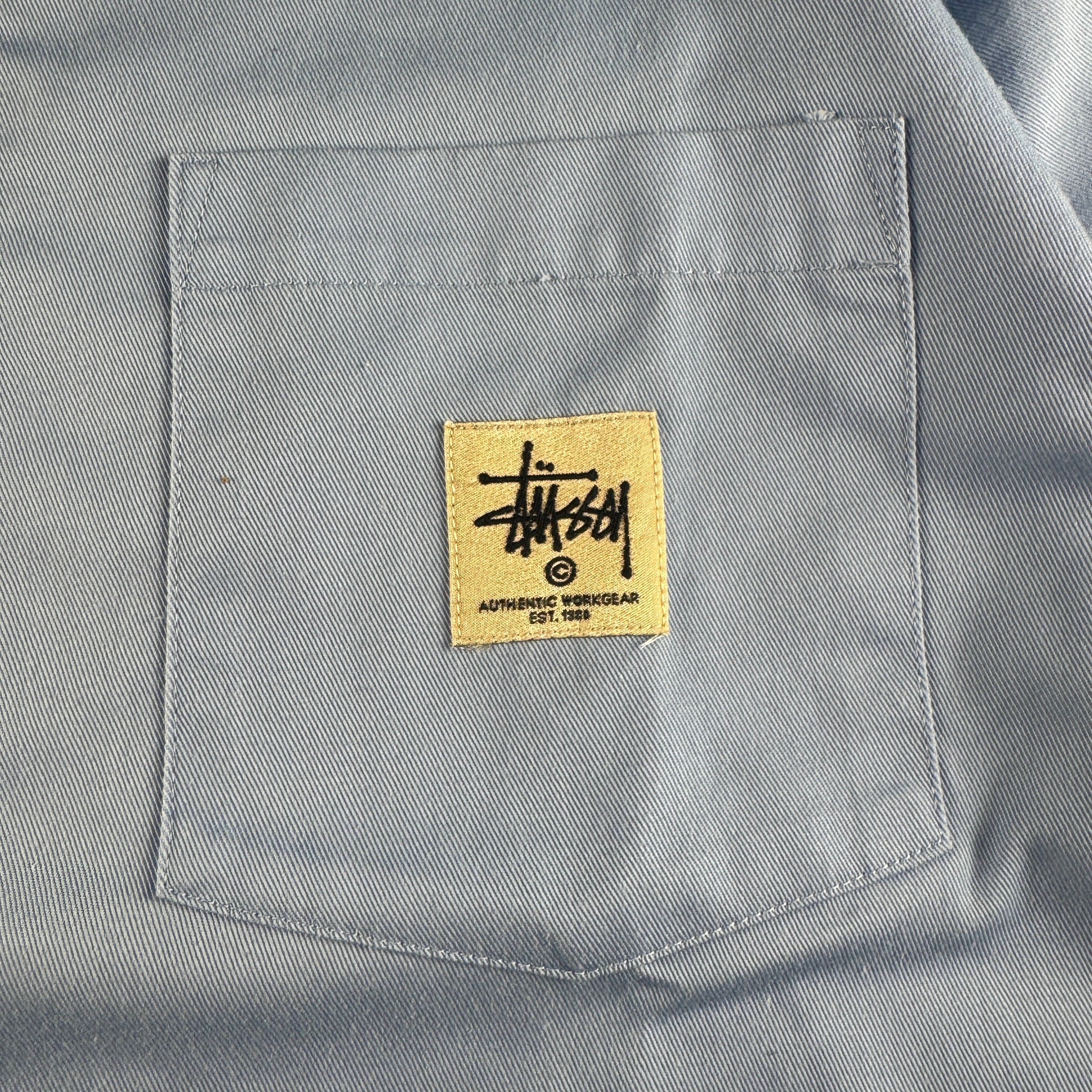 Stussy Zip-Up Sky Blue S/S Shirt (L)