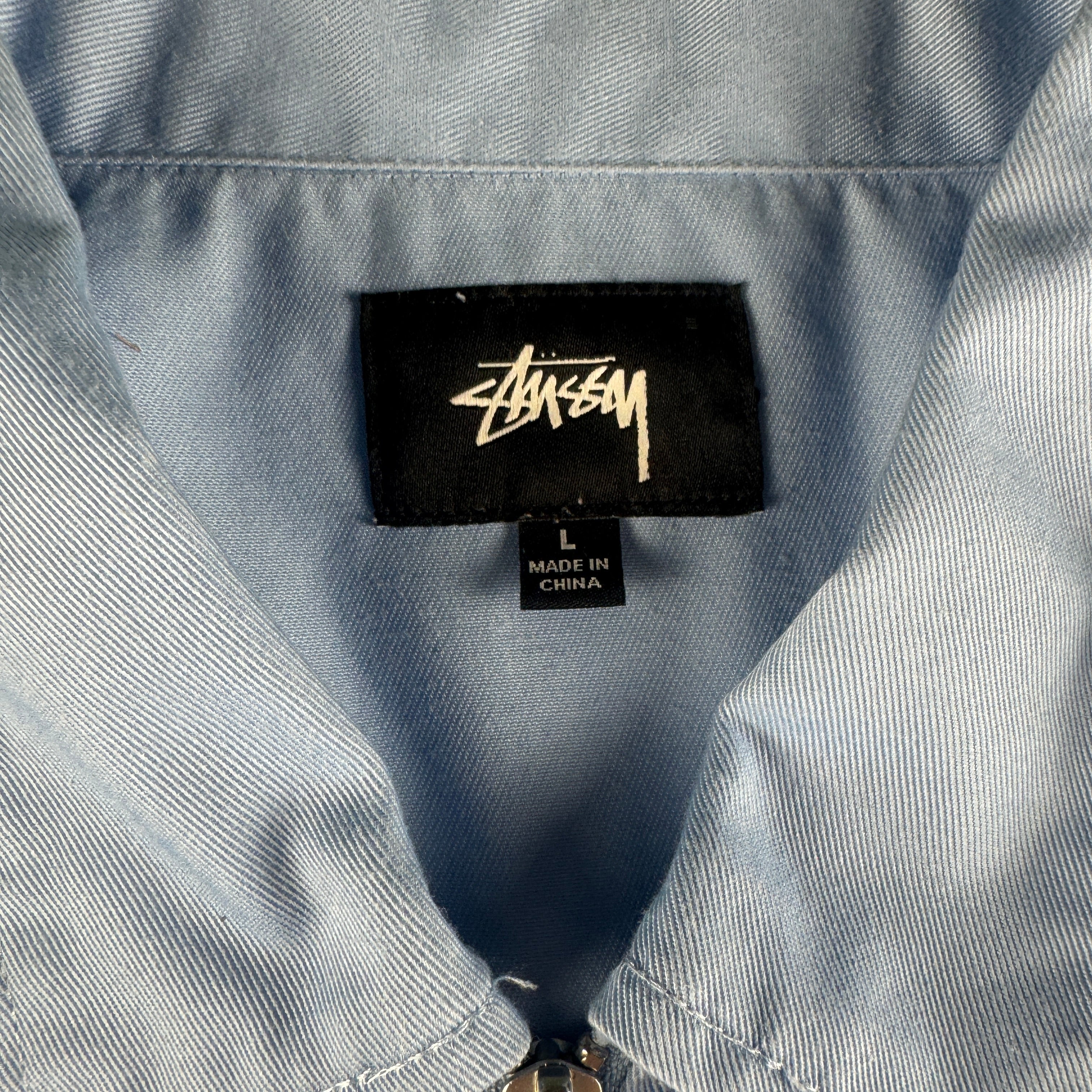Stussy Zip-Up Sky Blue S/S Shirt (L)