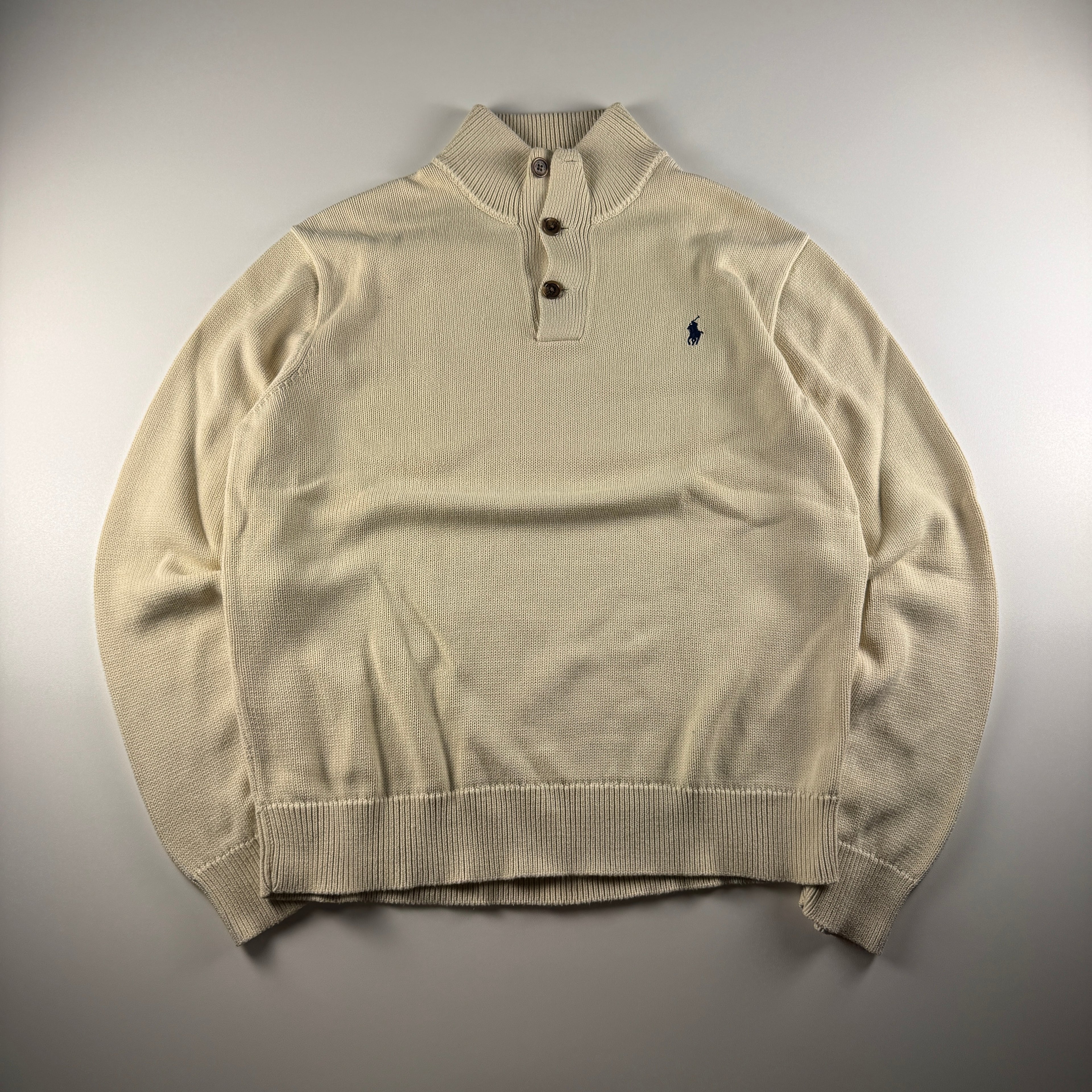 Ralph Lauren Wool Beige Button 1/4 Sweater (XL)