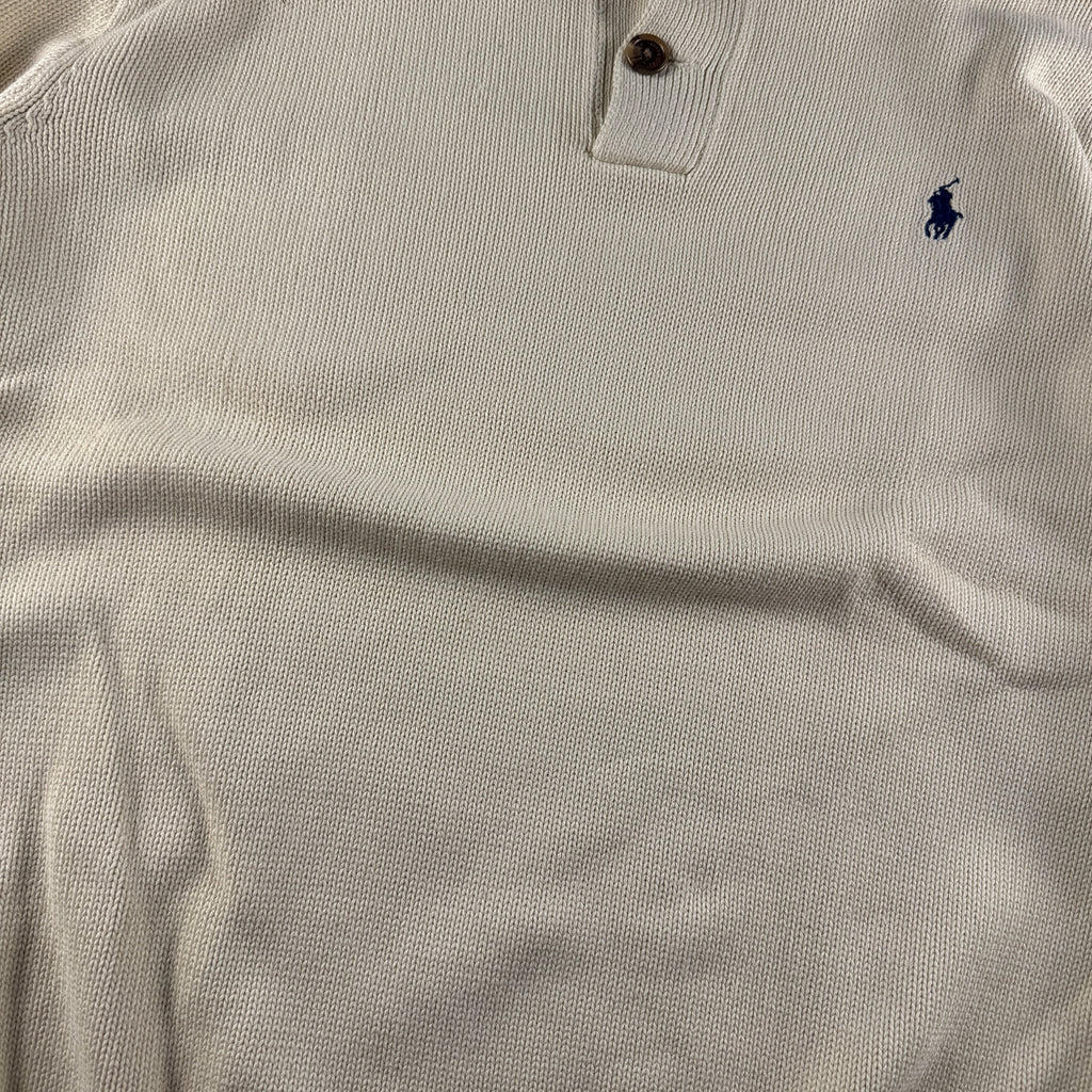 Ralph Lauren Wool Beige Button 1/4 Sweater (XL)