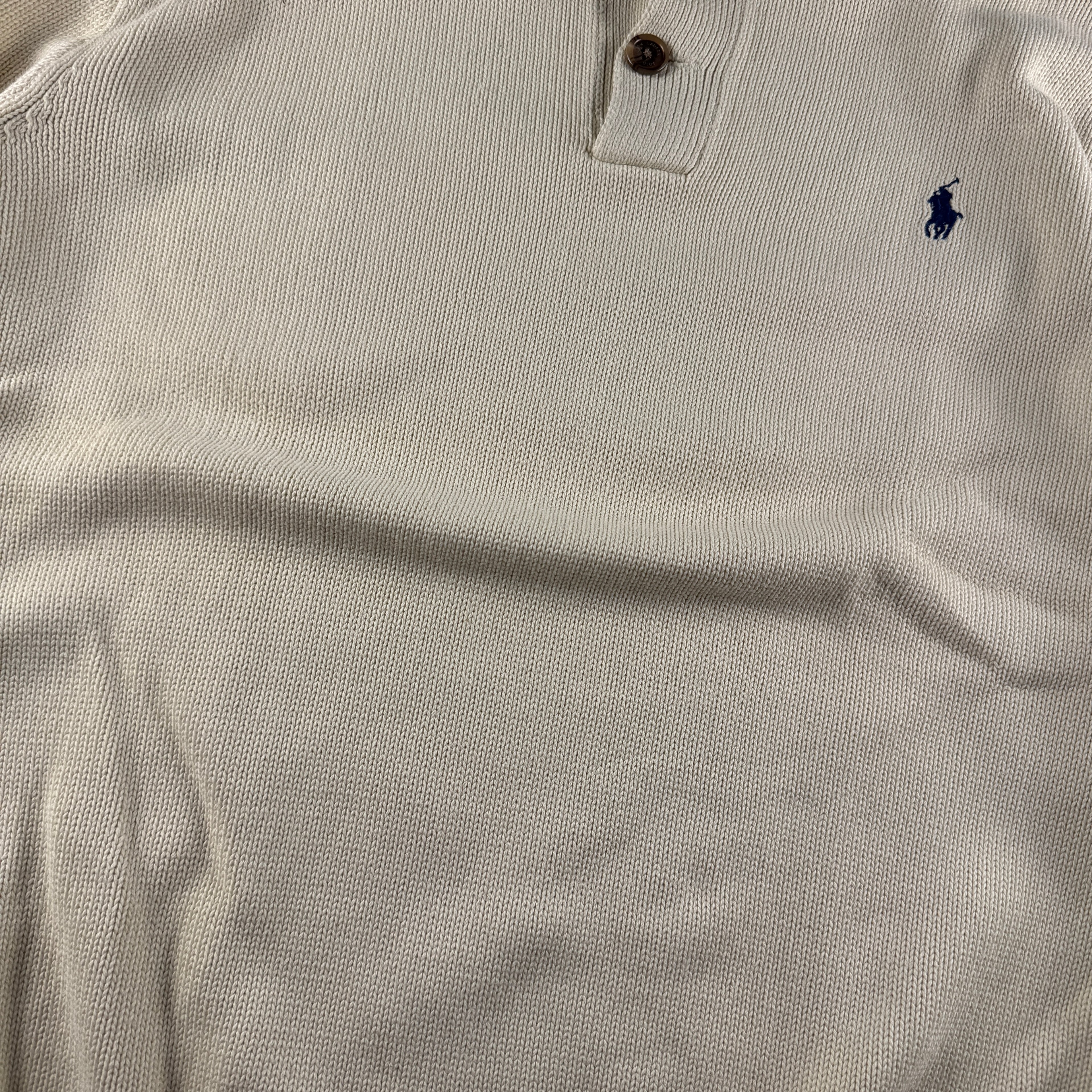 Ralph Lauren Wool Beige Button 1/4 Sweater (XL)