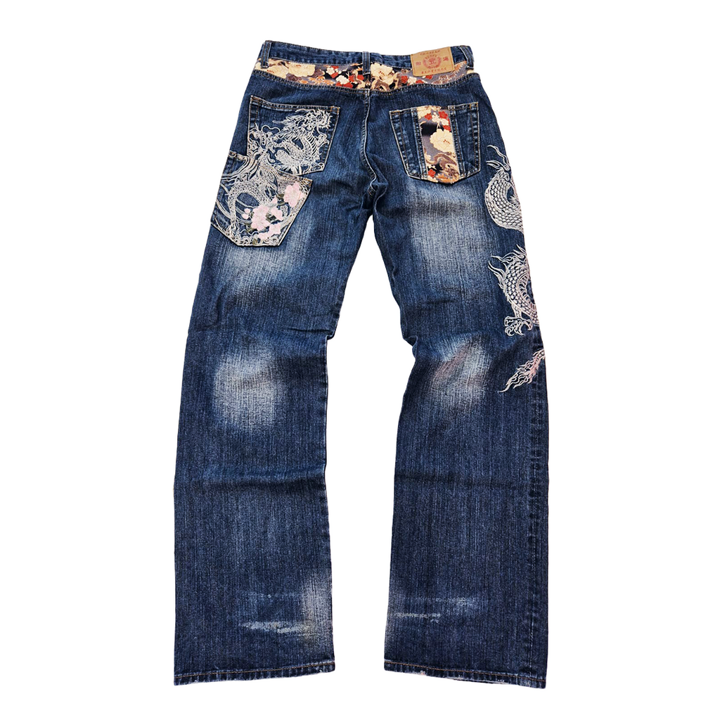 Duden Hokusai Dragon Denim Pants (L)