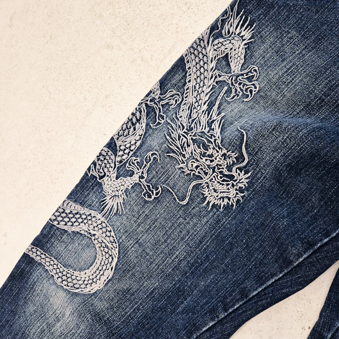 Duden Hokusai Dragon Denim Pants (L)