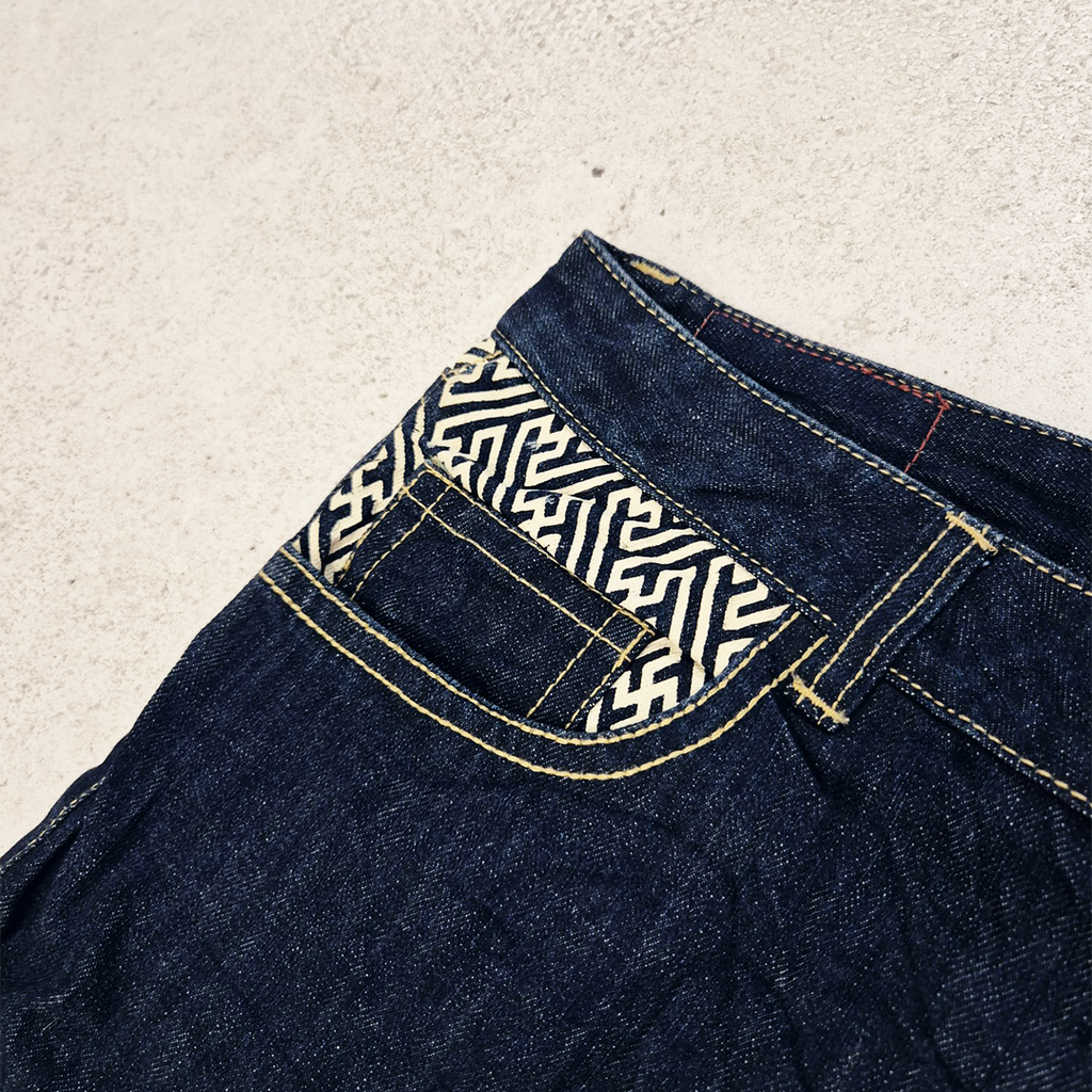 Nishiki Denim Lotus Embroidery Denim Pants (40)